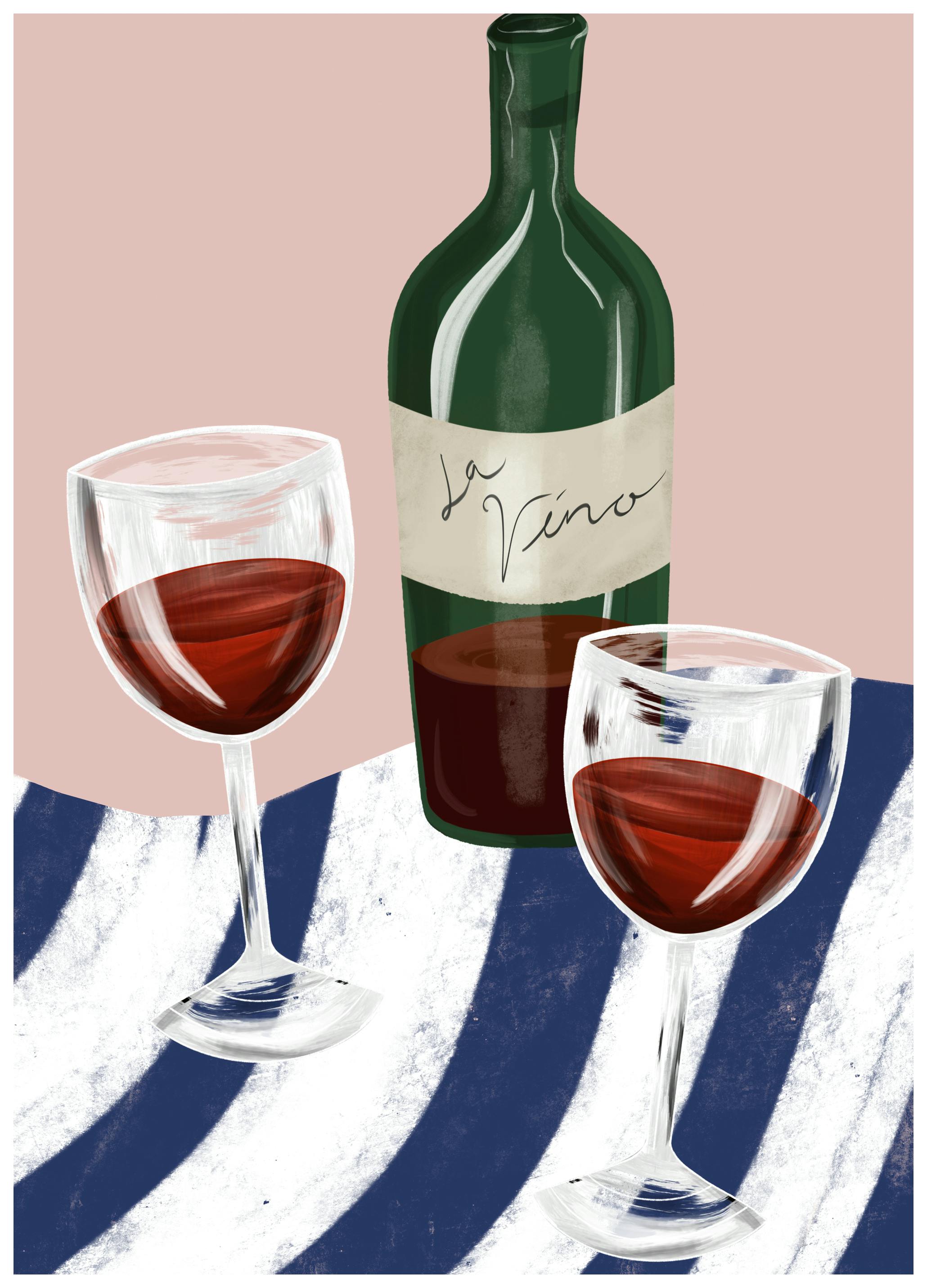 EMELIEmaria - Red Wine Still Life Poster (70x100 cm) - Poster Store