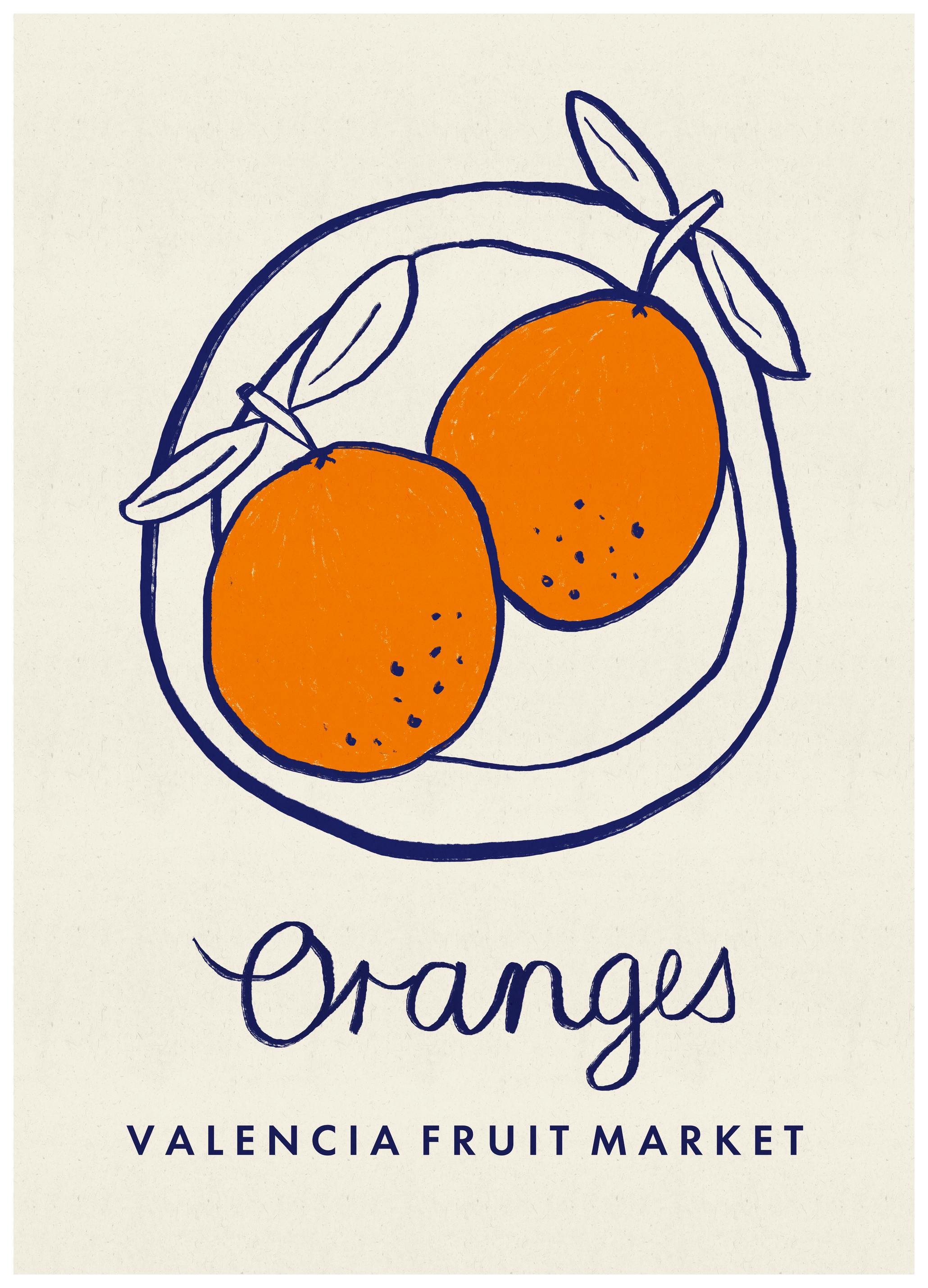 Dirkie Nell - Valencia Markt Sinaasappels Poster (70x100 cm) - Poster Store