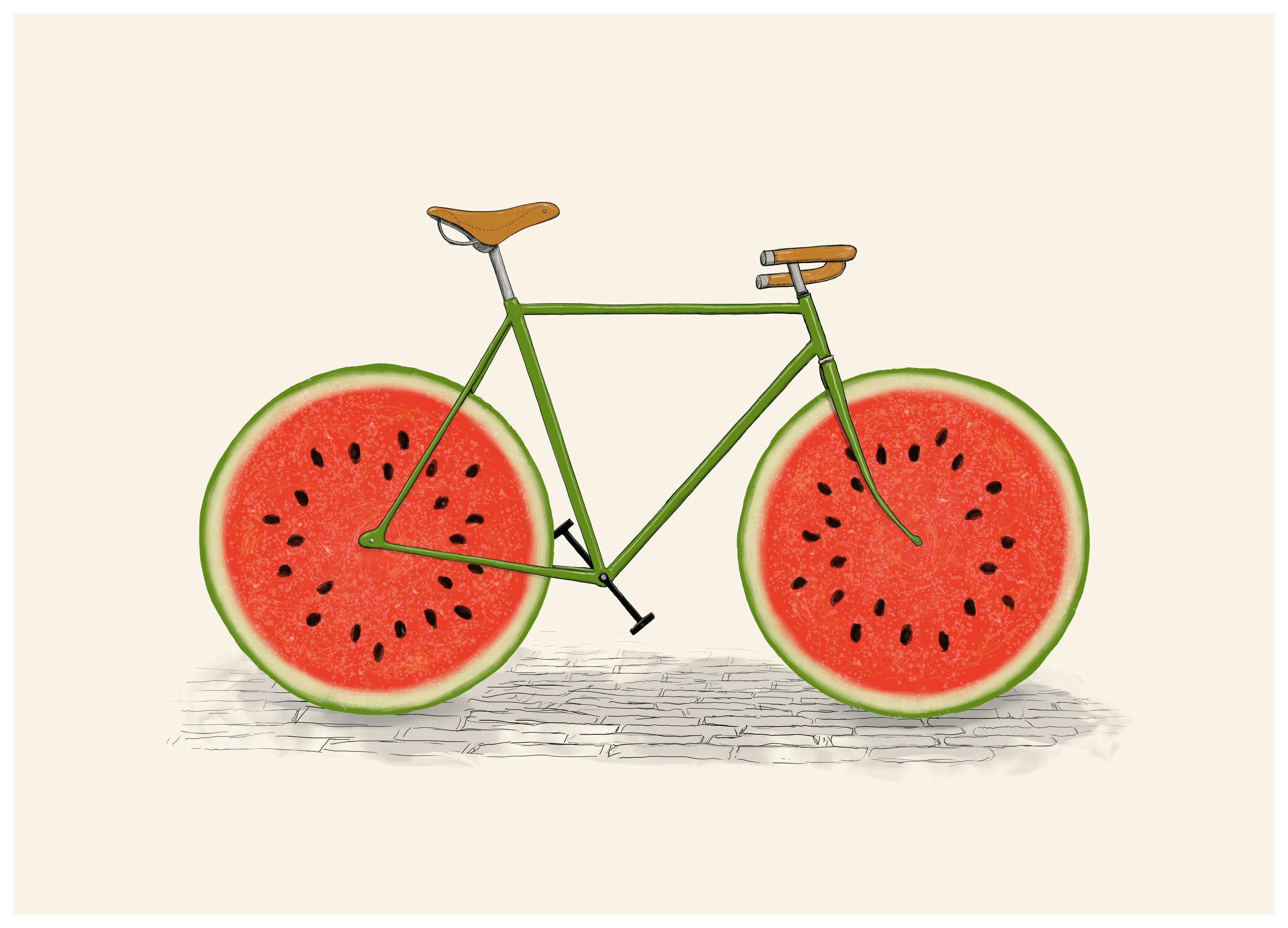 Florent Bodart - Watermelon Bicycle Poster (40x50 cm) - Poster Store