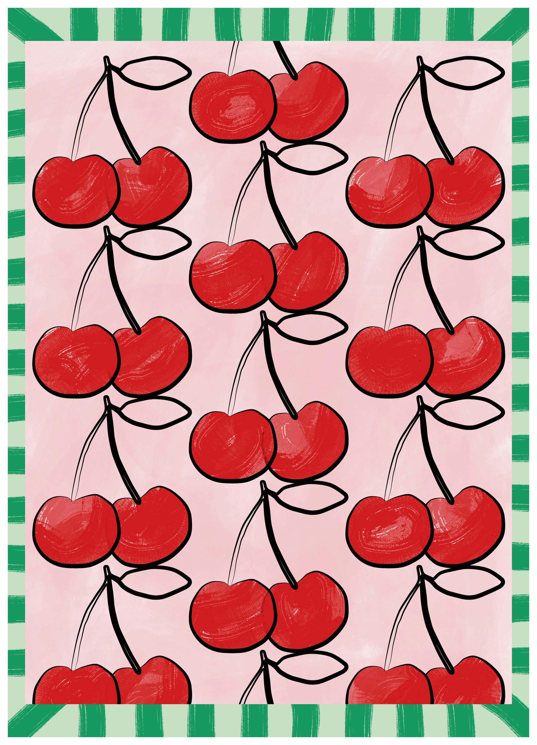 Elena Ristova - Sweet Cherry Pattern Print (70x100 cm) - Poster Store