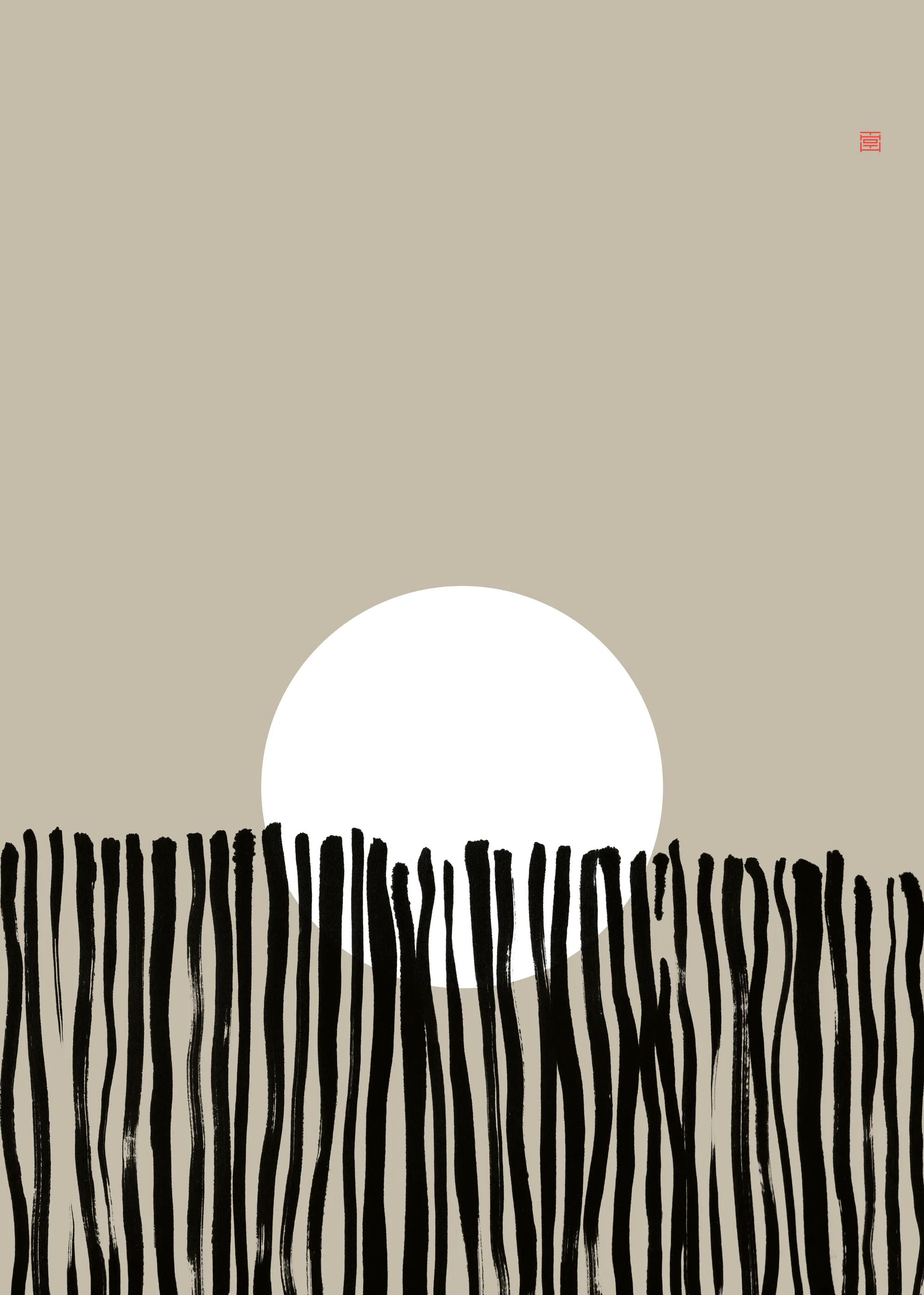 Thoth Adan - Black Lines White Sun Poster 0