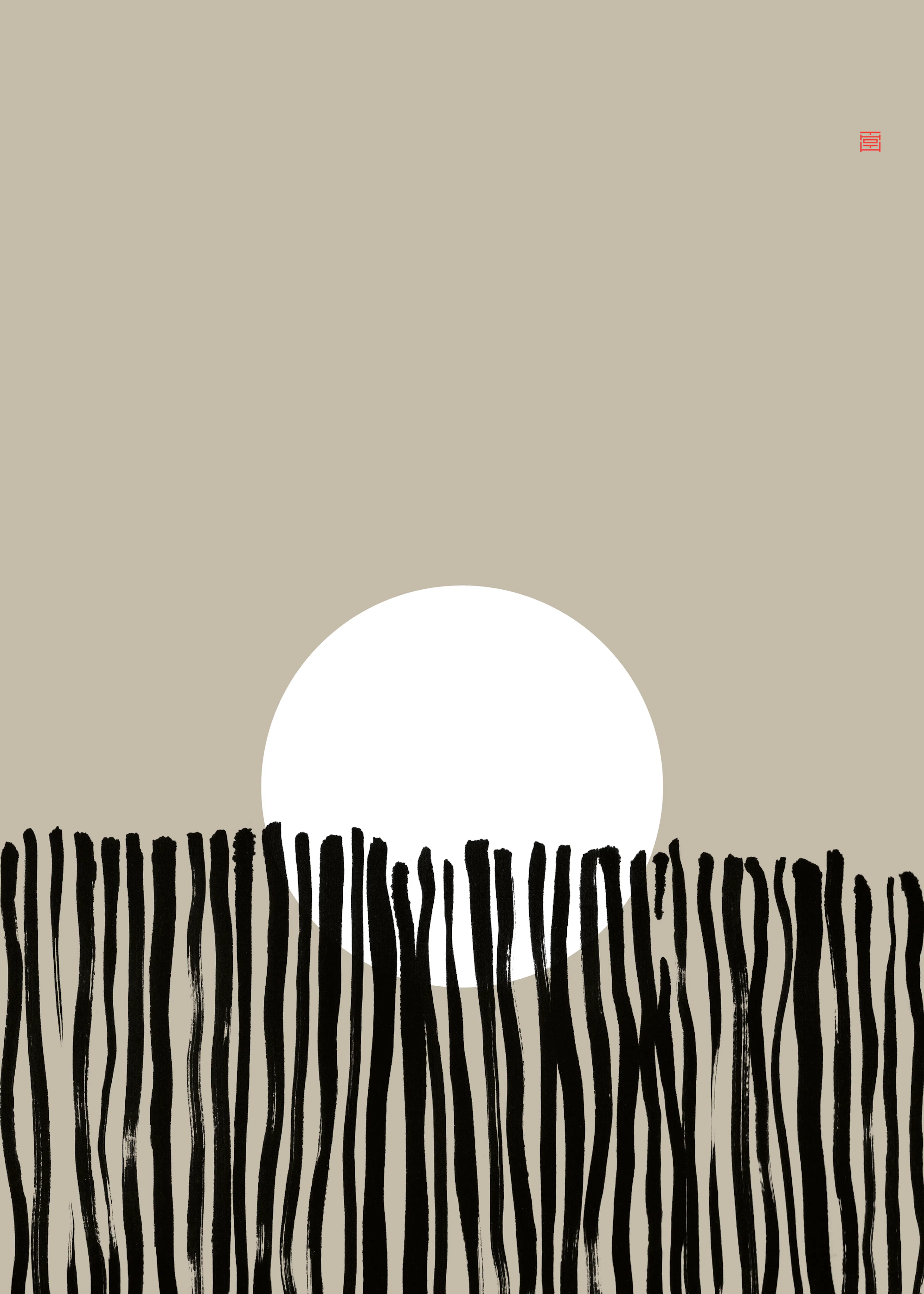 Thoth Adan - Black Lines White Sun Poster 0