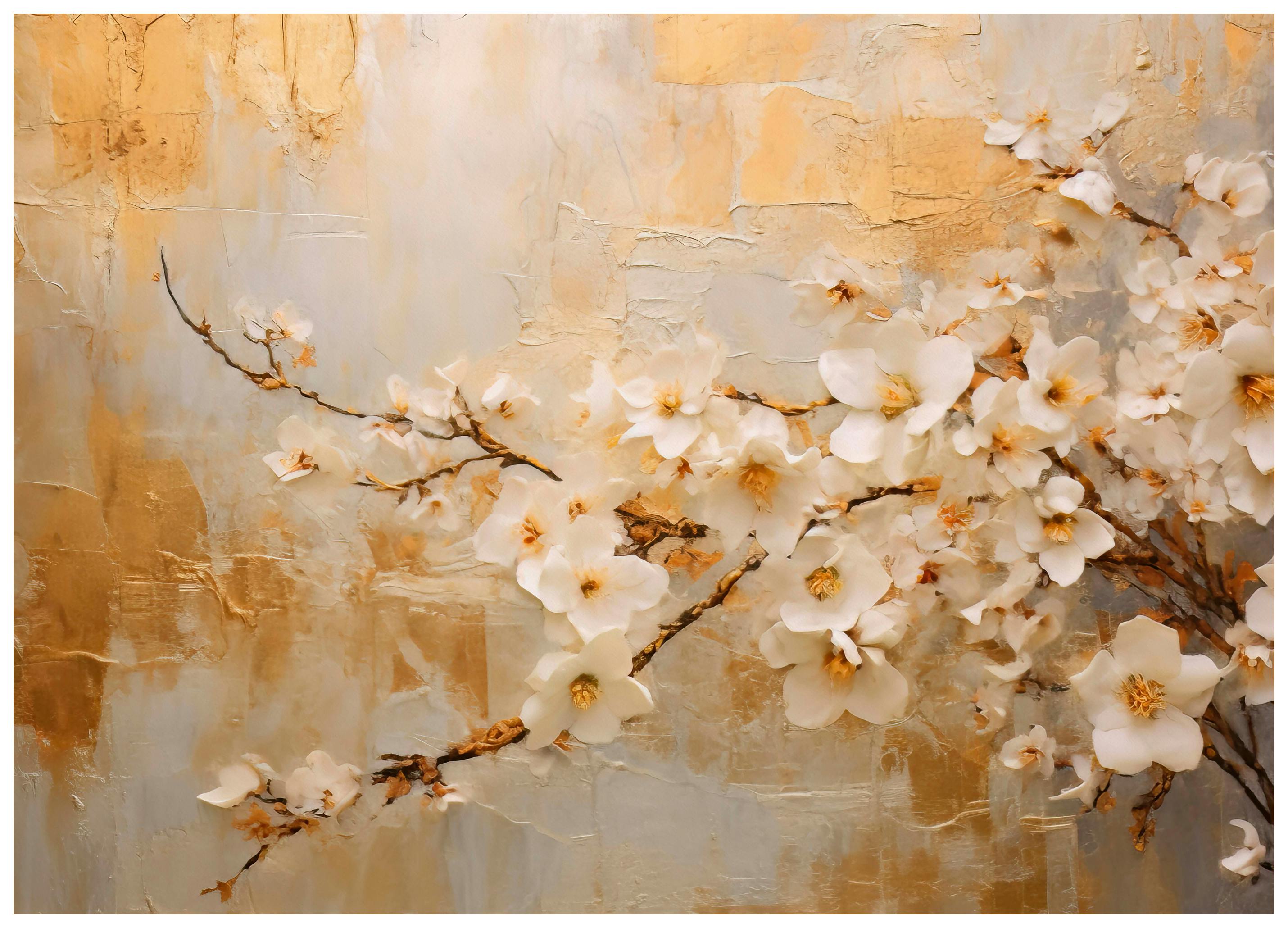 Bilge Paksoylu - Elegante Goldblüten Poster (21x30 cm) - Poster Store