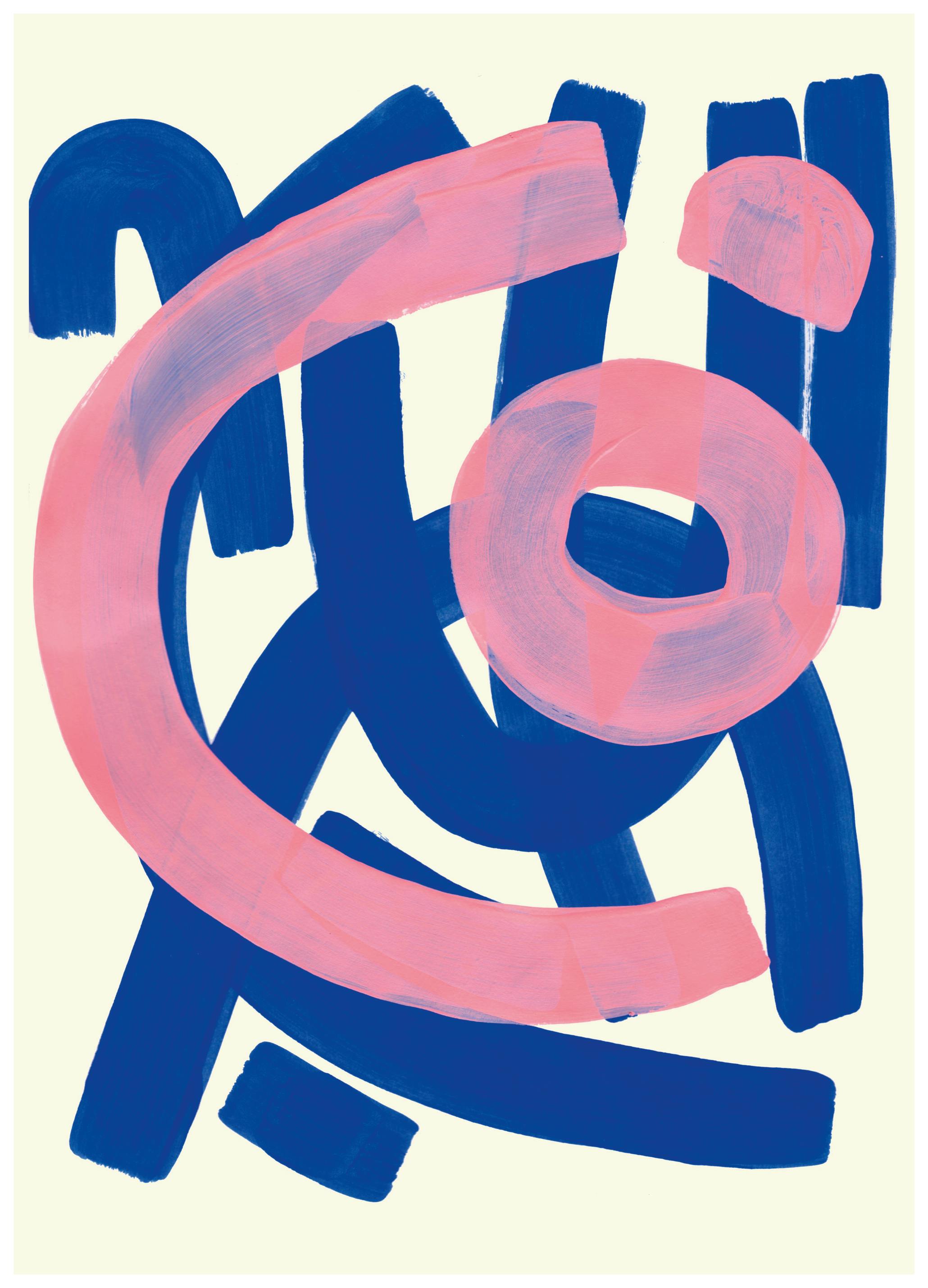 Ejaaz Haniff - Wibrująca niebiesko-różowa abstrakcja Plakat (50x70 cm) - Poster Store