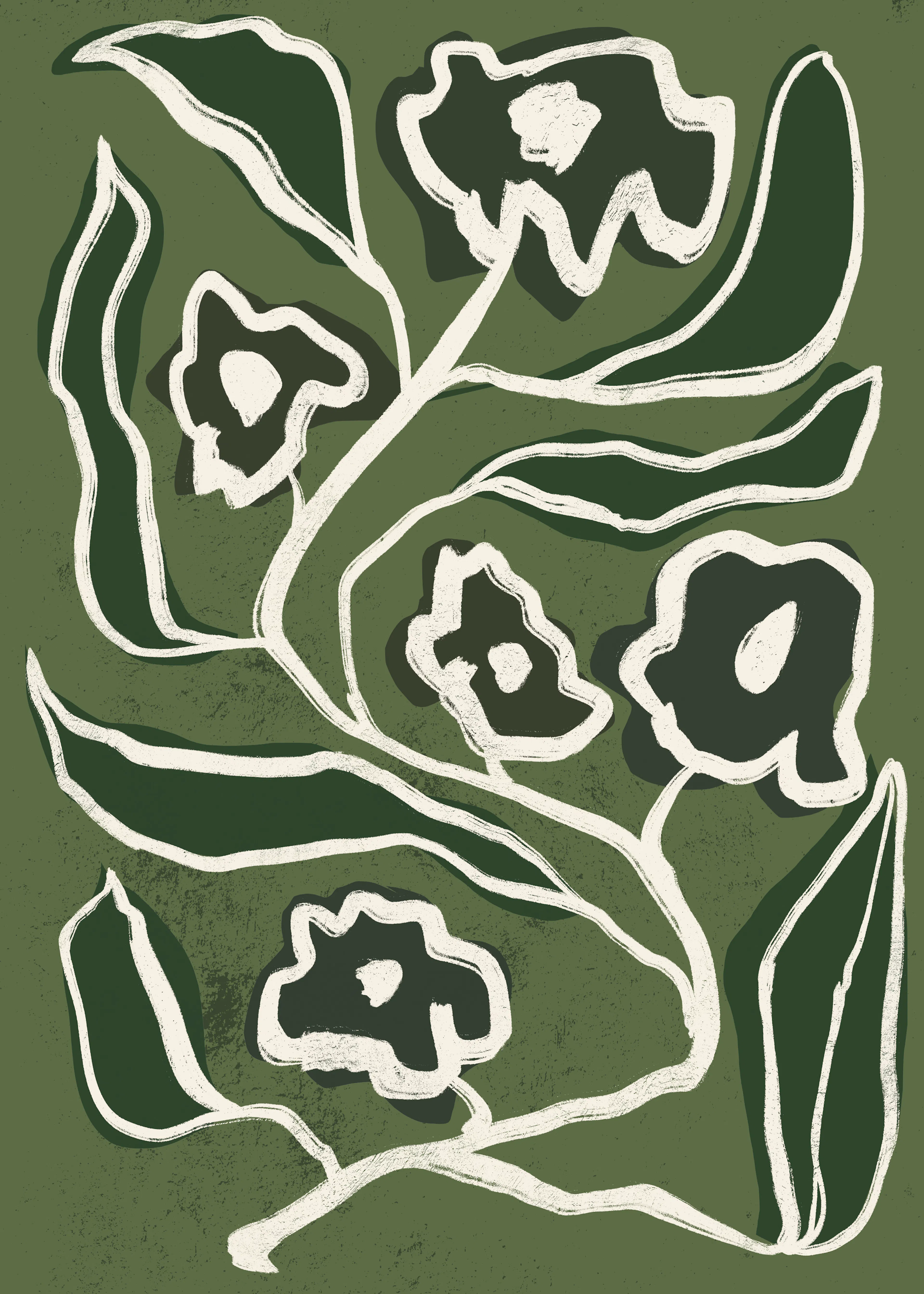 Treechild - Nowoczesne zielone kwiaty Plakat 0