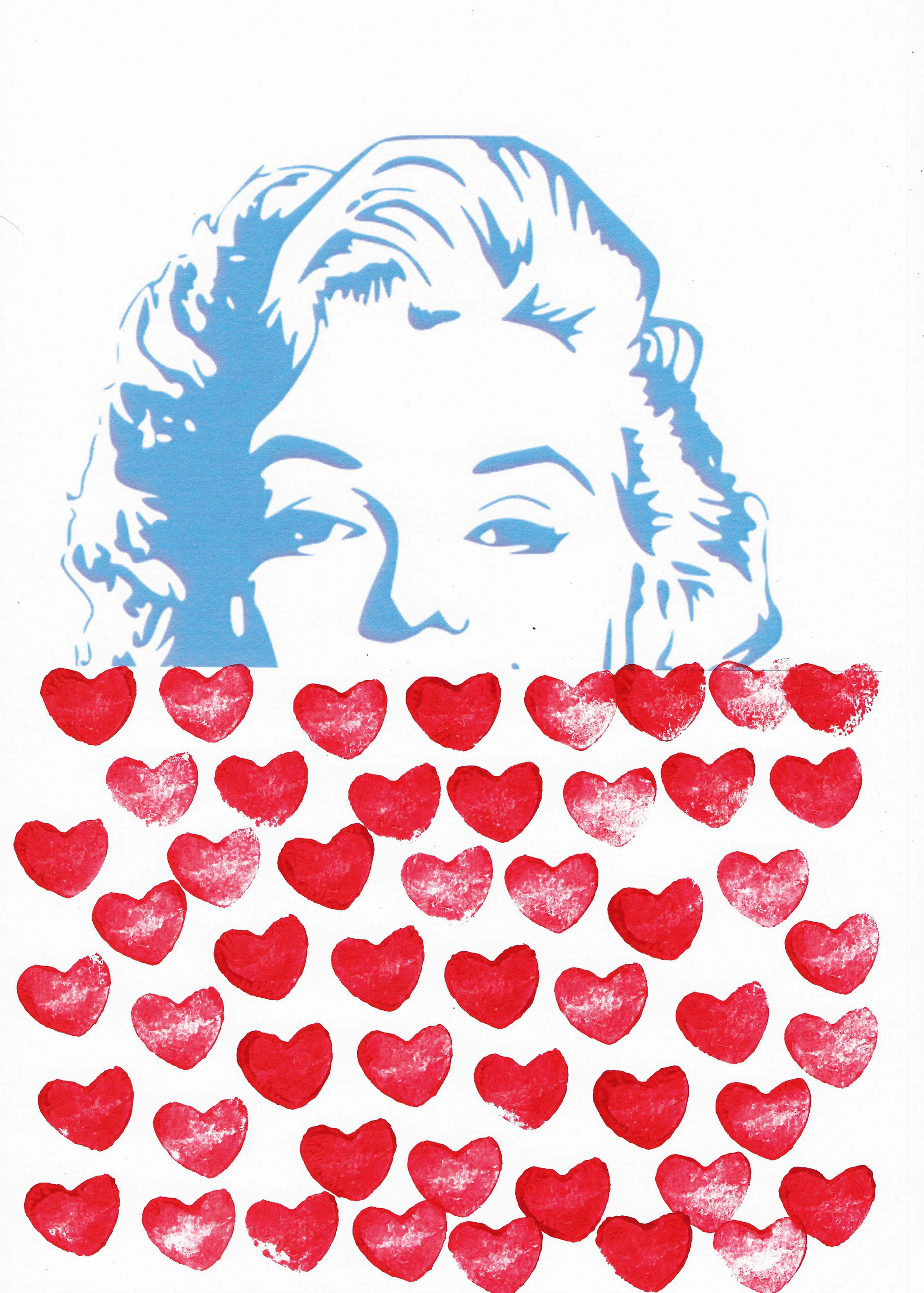 Santhosh ch - Pop Art Marilyn Hearts ポスター 0
