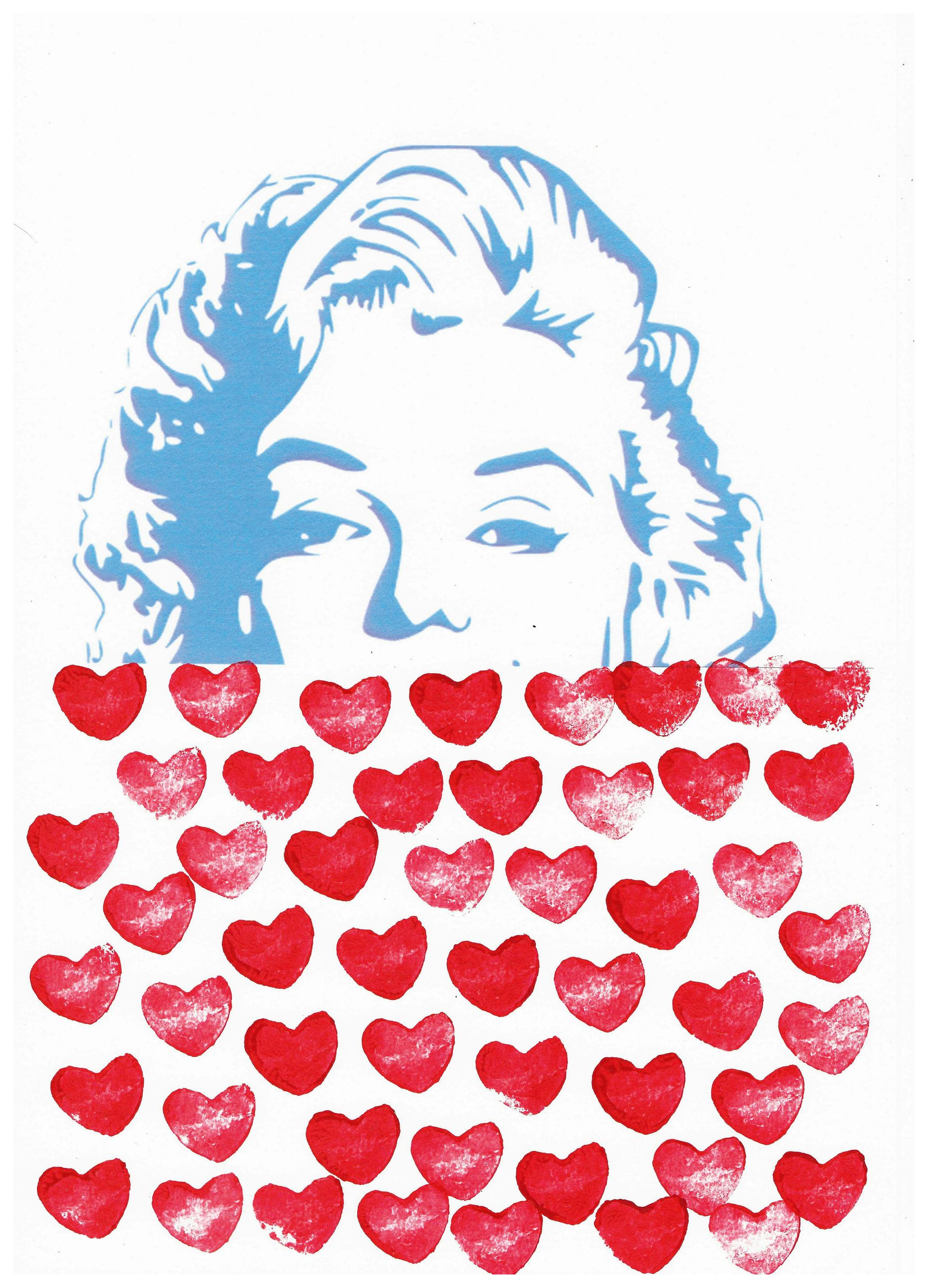Santhosh ch - Pop Art Marilyn Hearts Poster (70x100 cm) - Poster Store