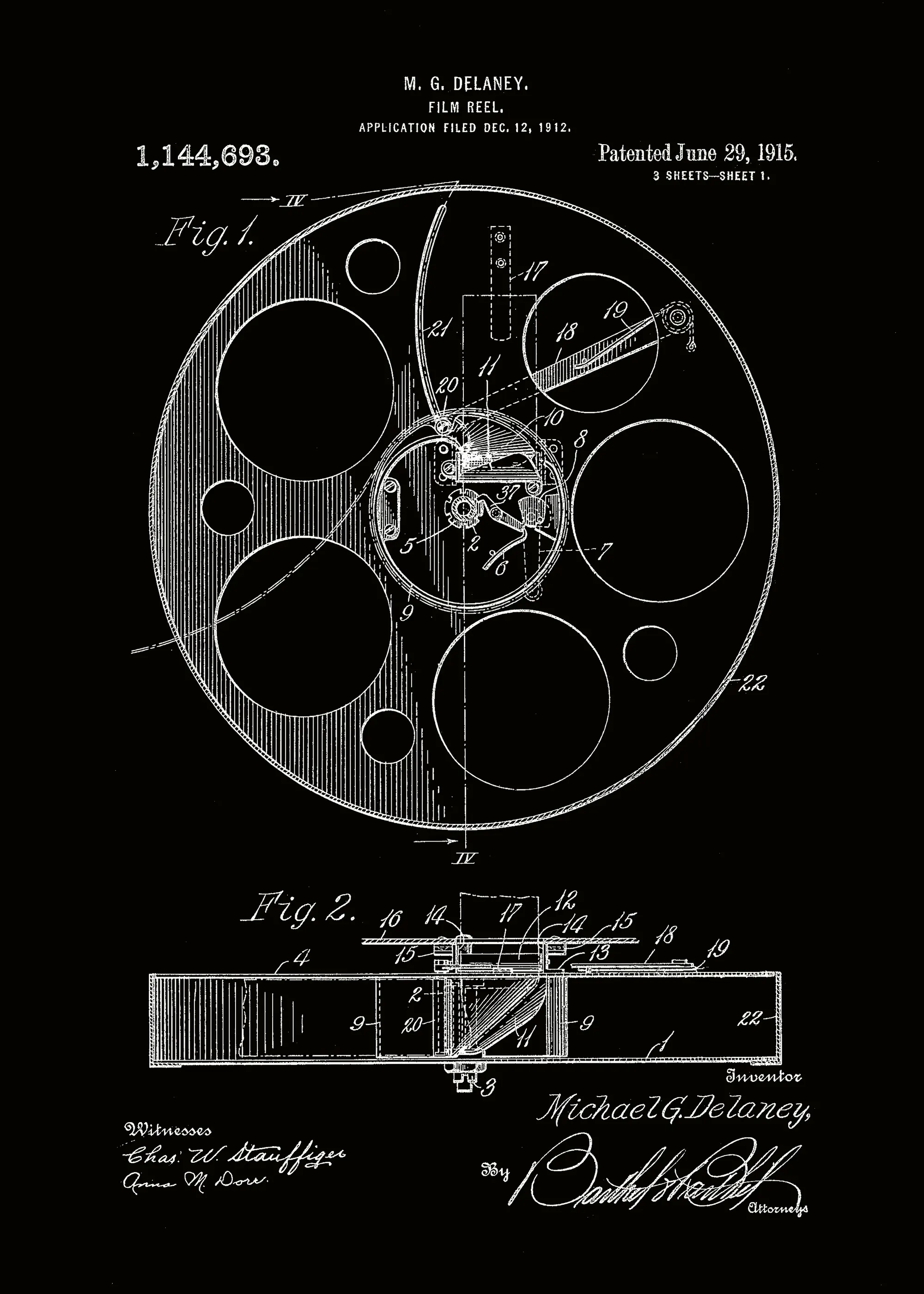 Andreas Magnusson - Brevet Vintage de Bobine de Film Affiche 0
