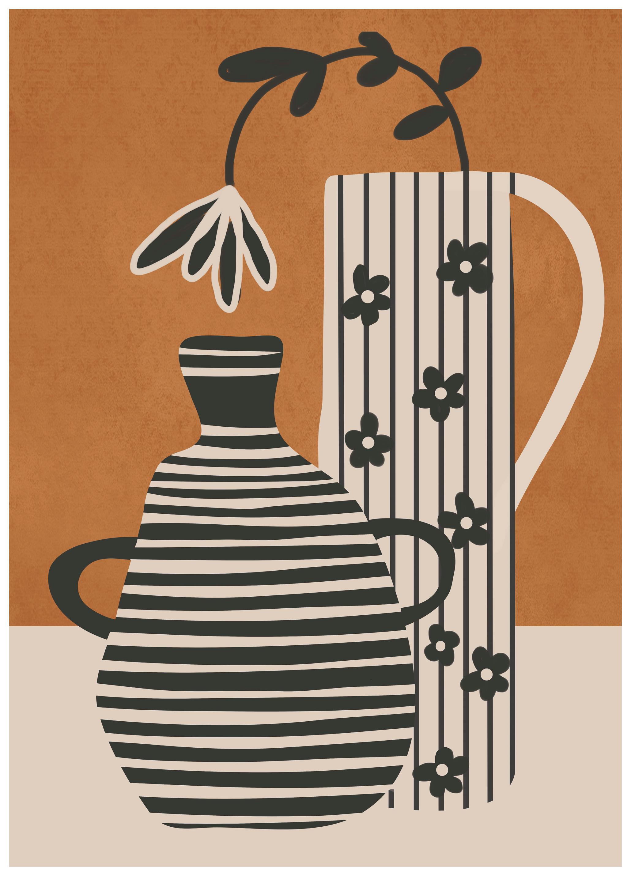 Flow Line - Boho Vases and Bloom Poster (70x100 cm) - Poster Store