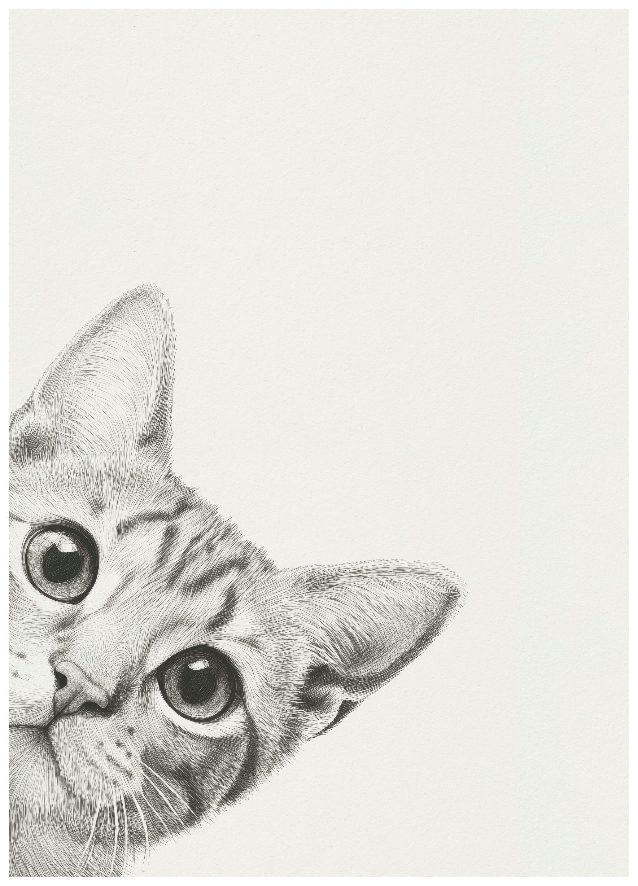 Andreas Magnusson - Nieuwsgierige Glurende Kat Poster (70x100 cm) - Poster Store