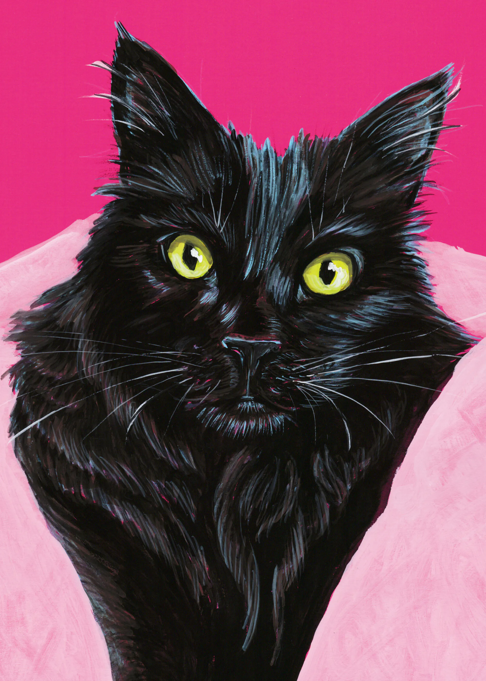 Renee Machan Cottagecore Artist - Vibrant Black Cat Portrait Poster 0