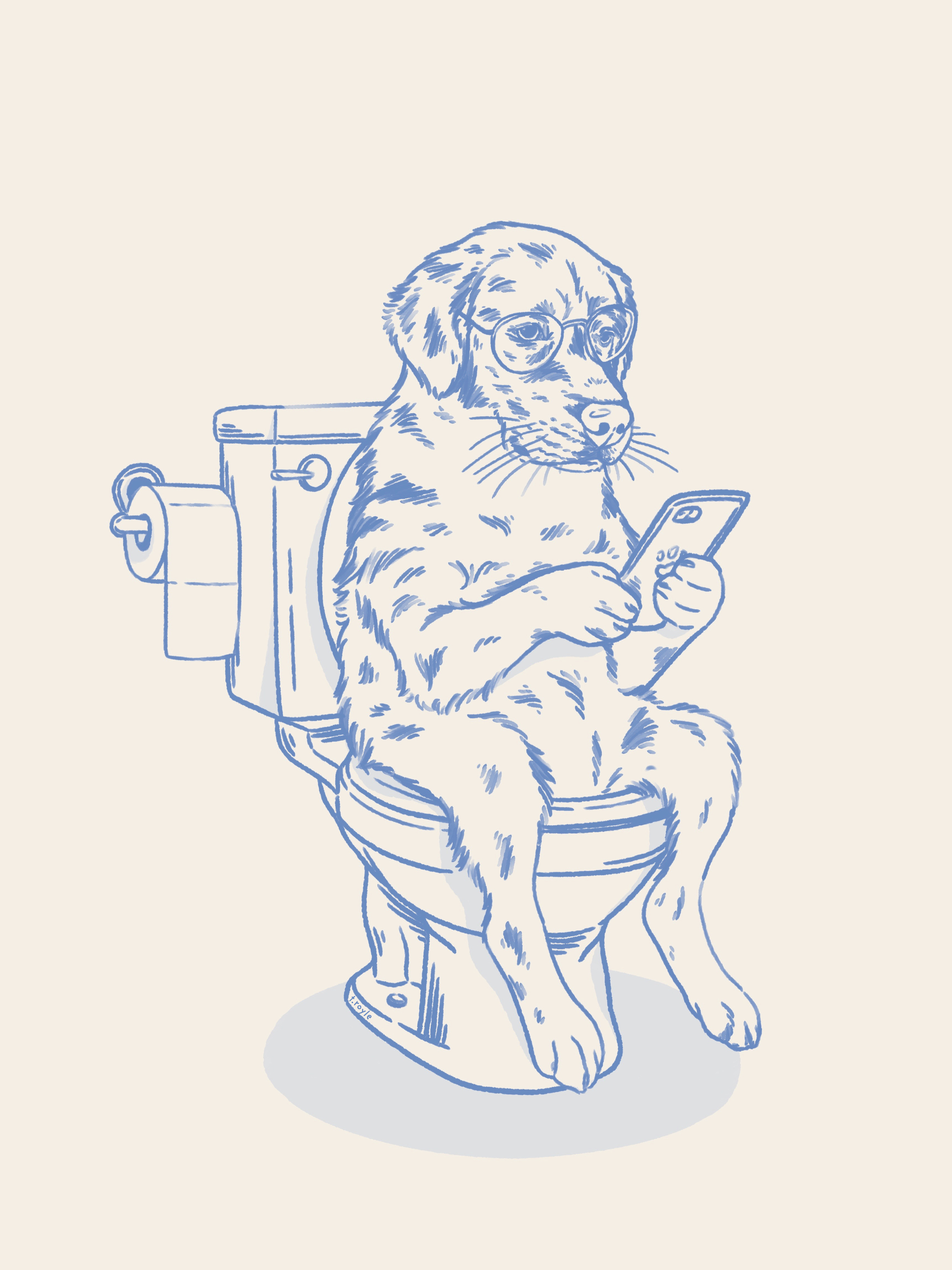 Tara Royle - Funny Dog On Toilet Poster | Poster Store US