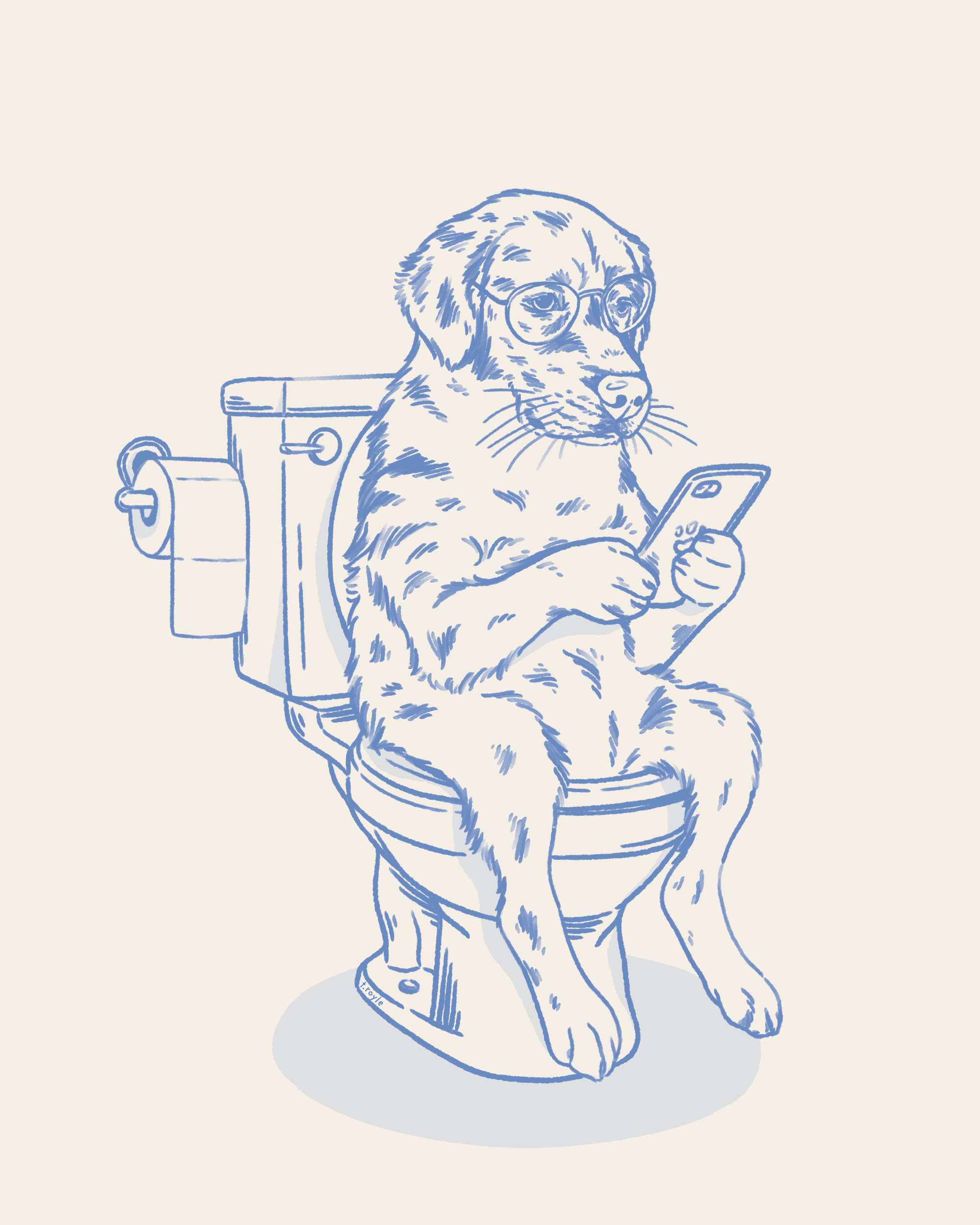Tara Royle - Funny Dog On Toilet Poster | Poster Store US