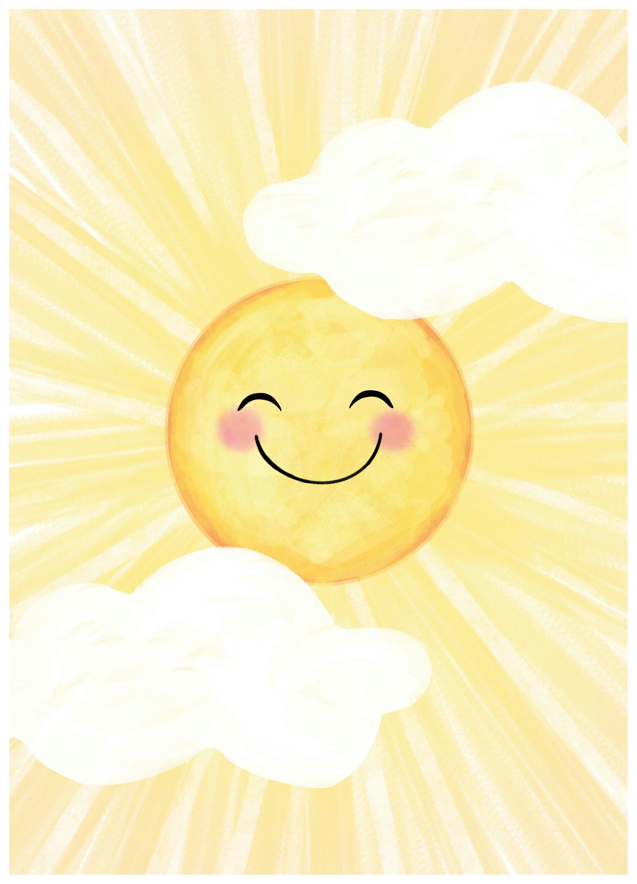 EMELIEmaria - Vrolijke Lachende Zon Poster (70x100 cm) - Poster Store