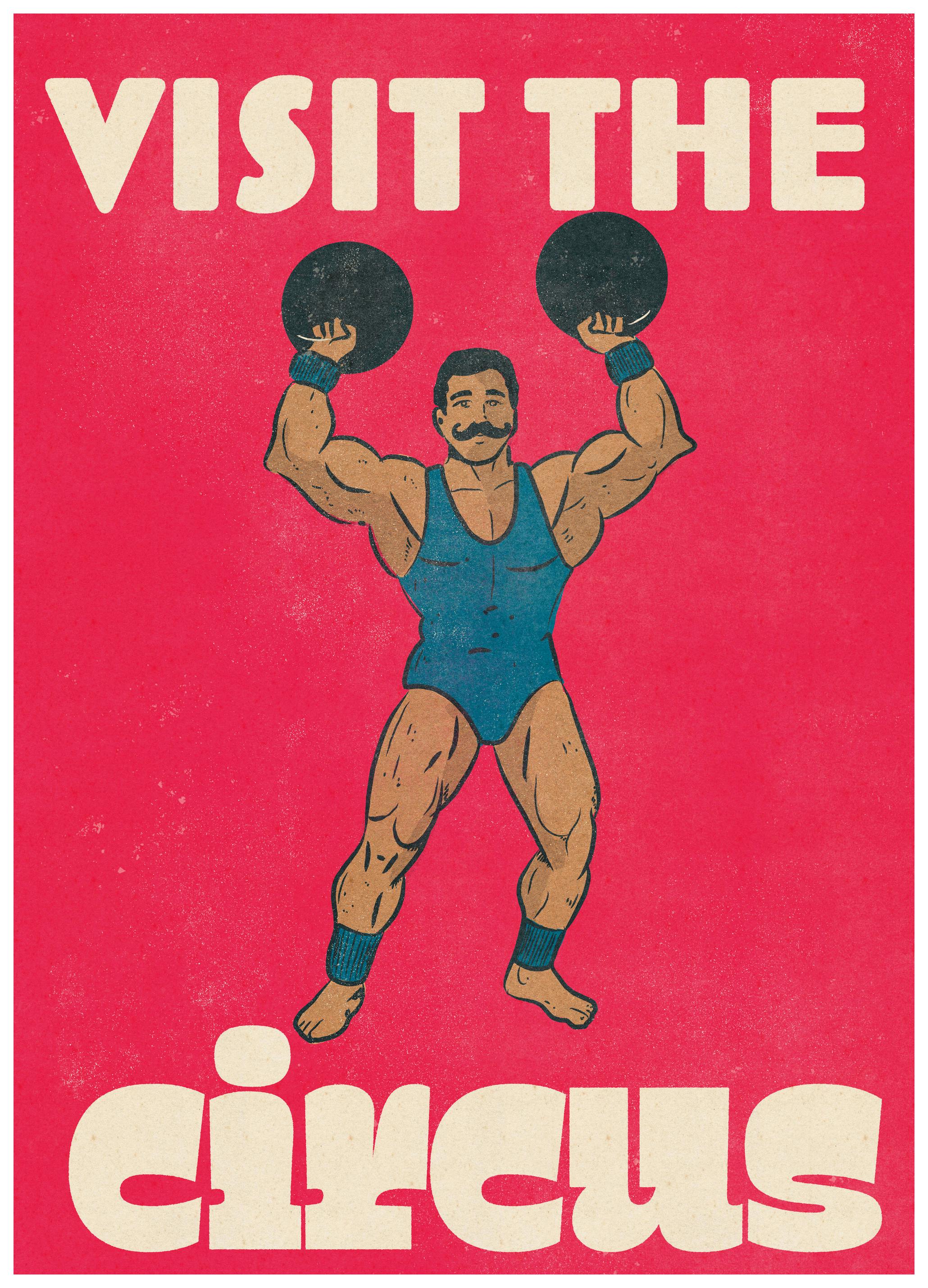 Nicholas - Homme Fort du Cirque Rétro Affiche (70x100 cm) - Poster Store