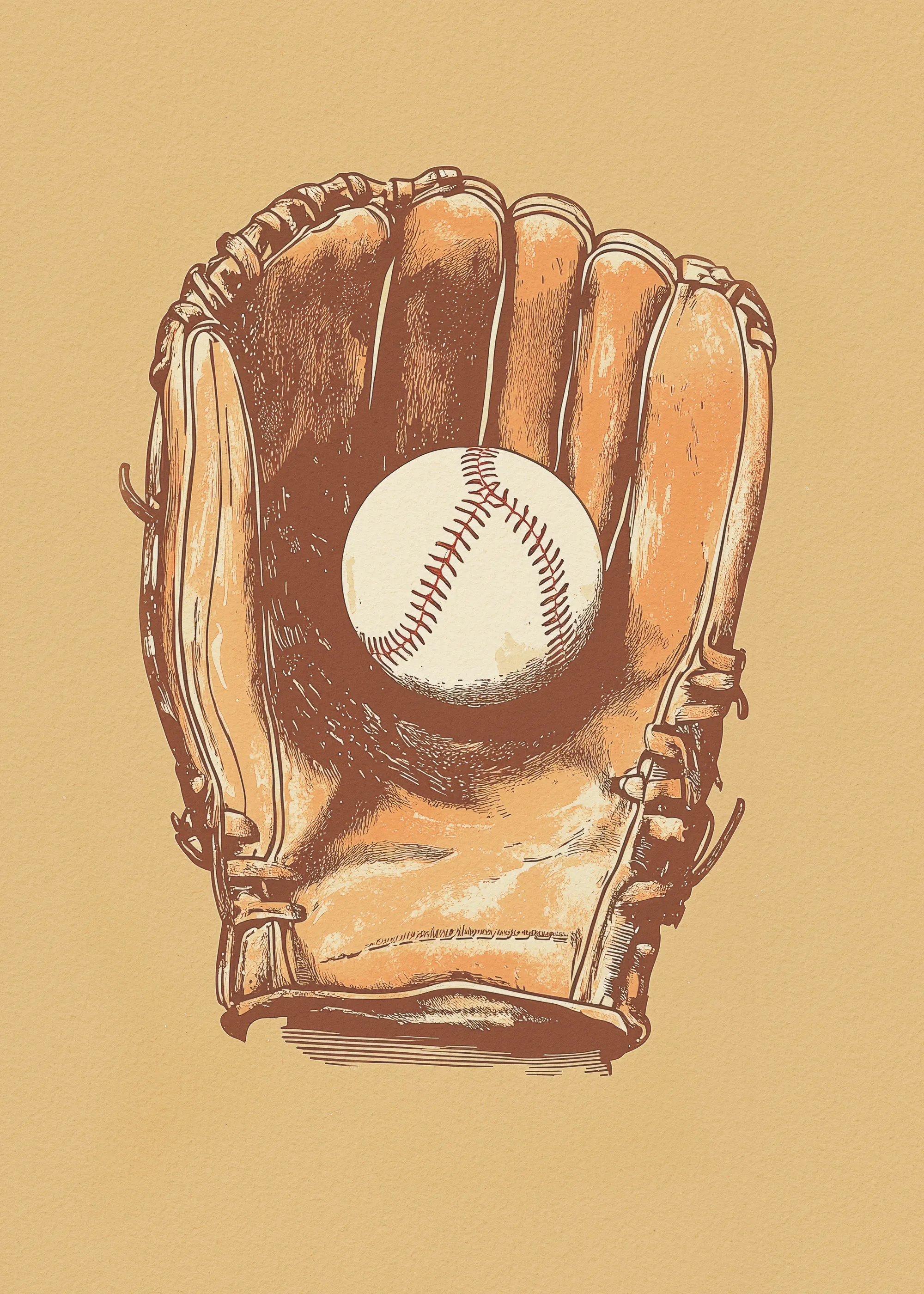 Andreas Magnusson - Vintage Baseball Glove Ball Print 0