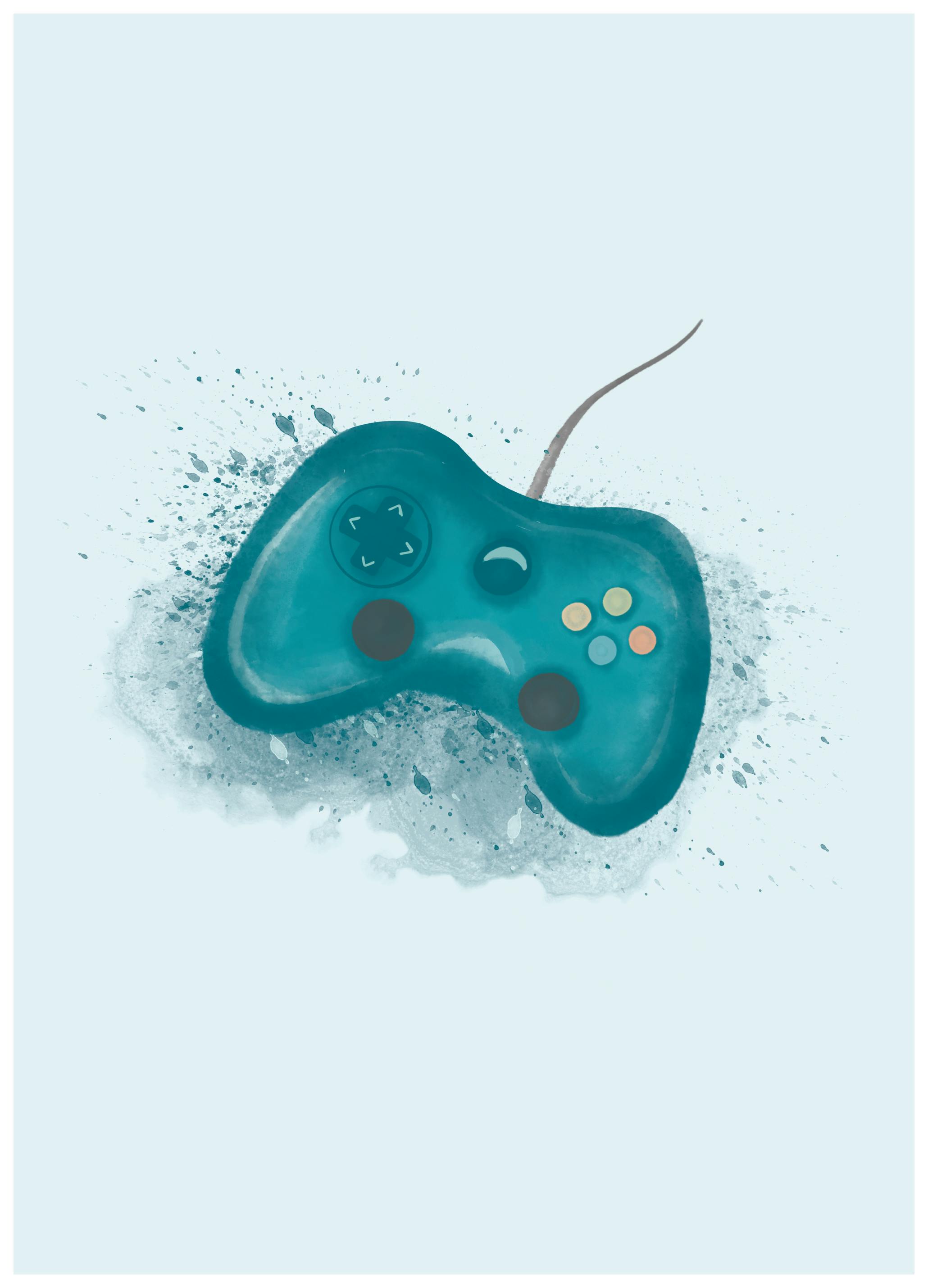 Aminah Eleonora - Türkis Gaming Splatter Poster (21x30 cm) - Poster Store