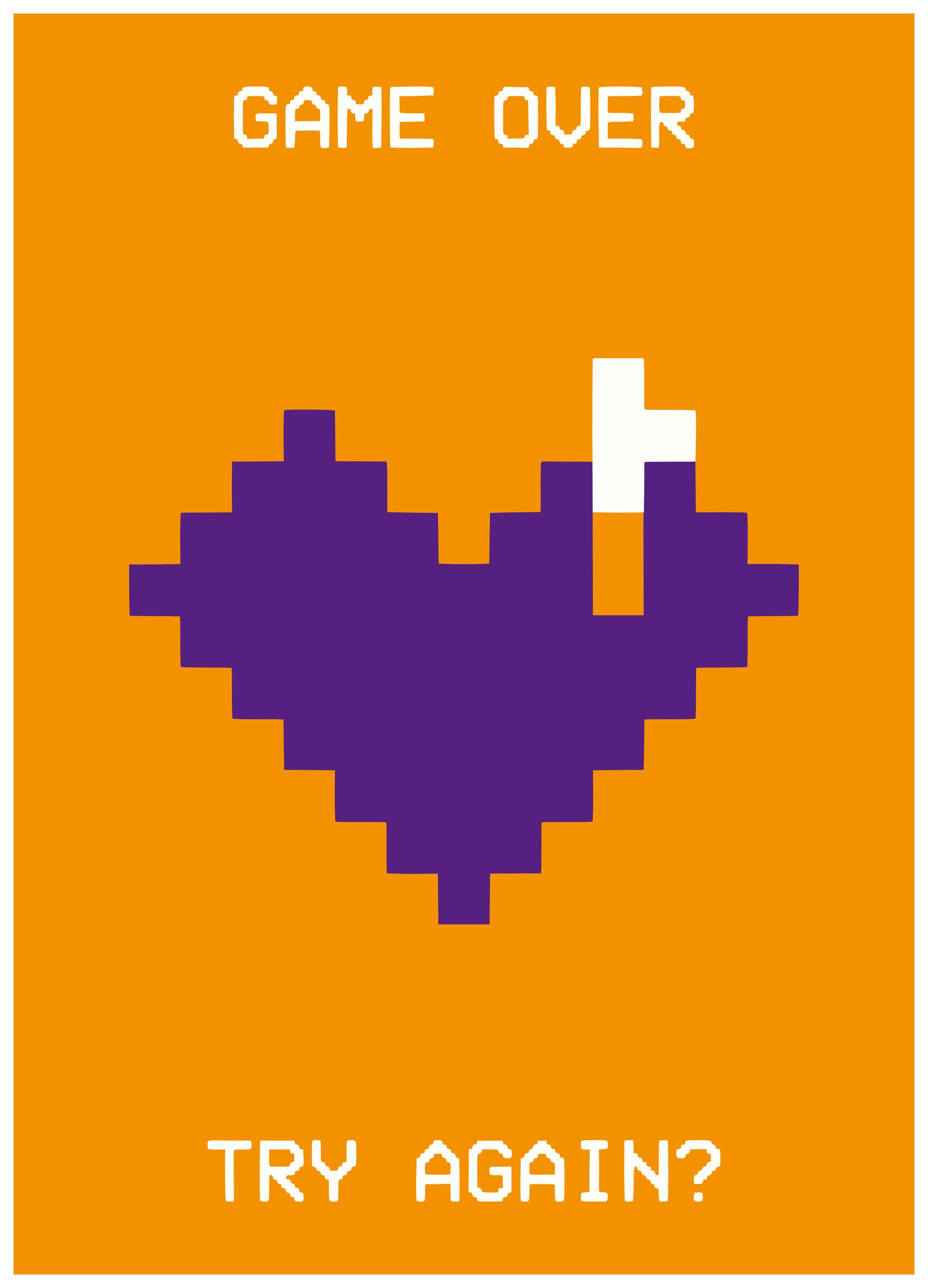 Patryk Krygowski - Retro Game Over Hart Poster (50x70 cm) - Poster Store