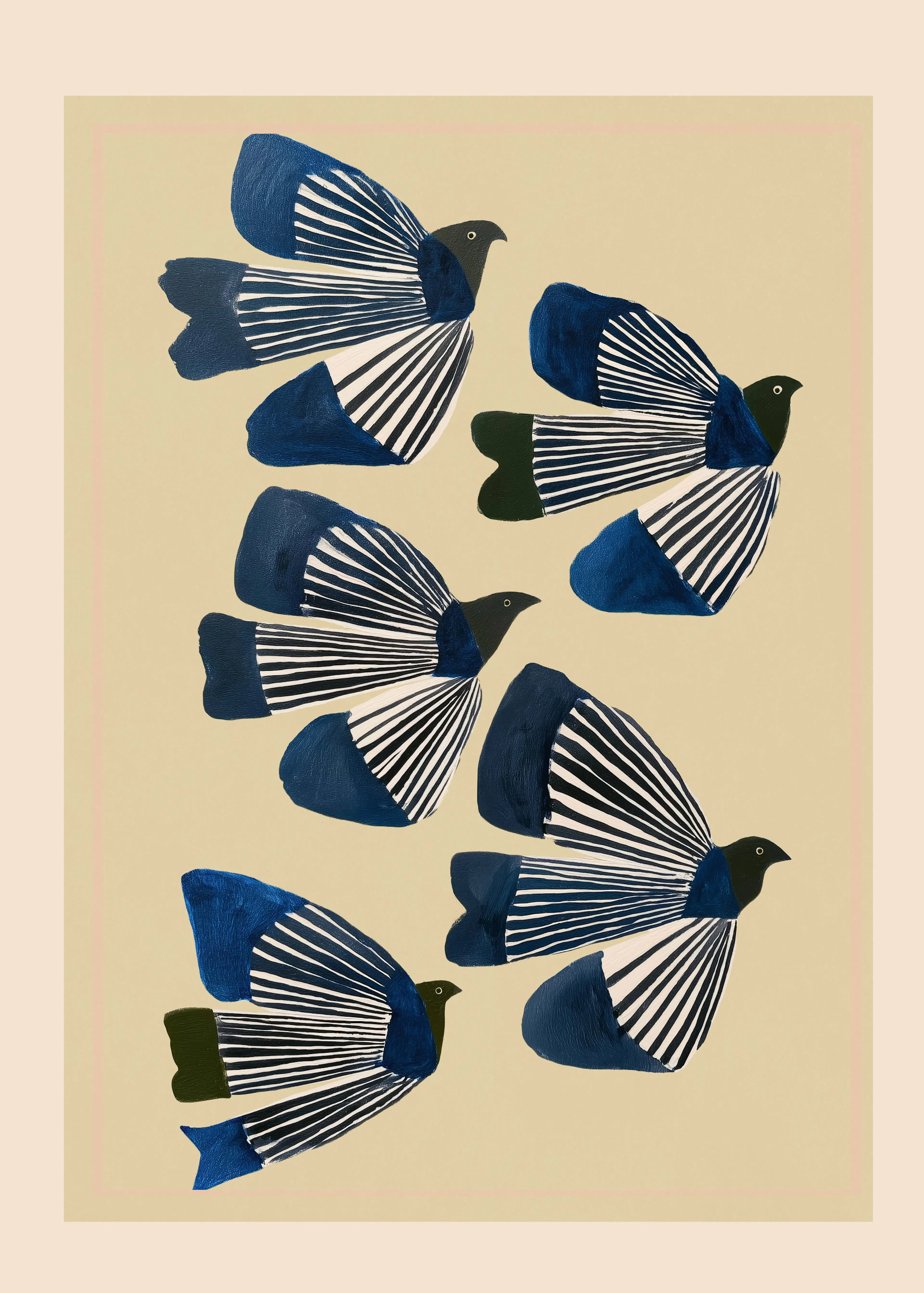 Stadskonst - Blå Fåglar i Flykt Poster 0