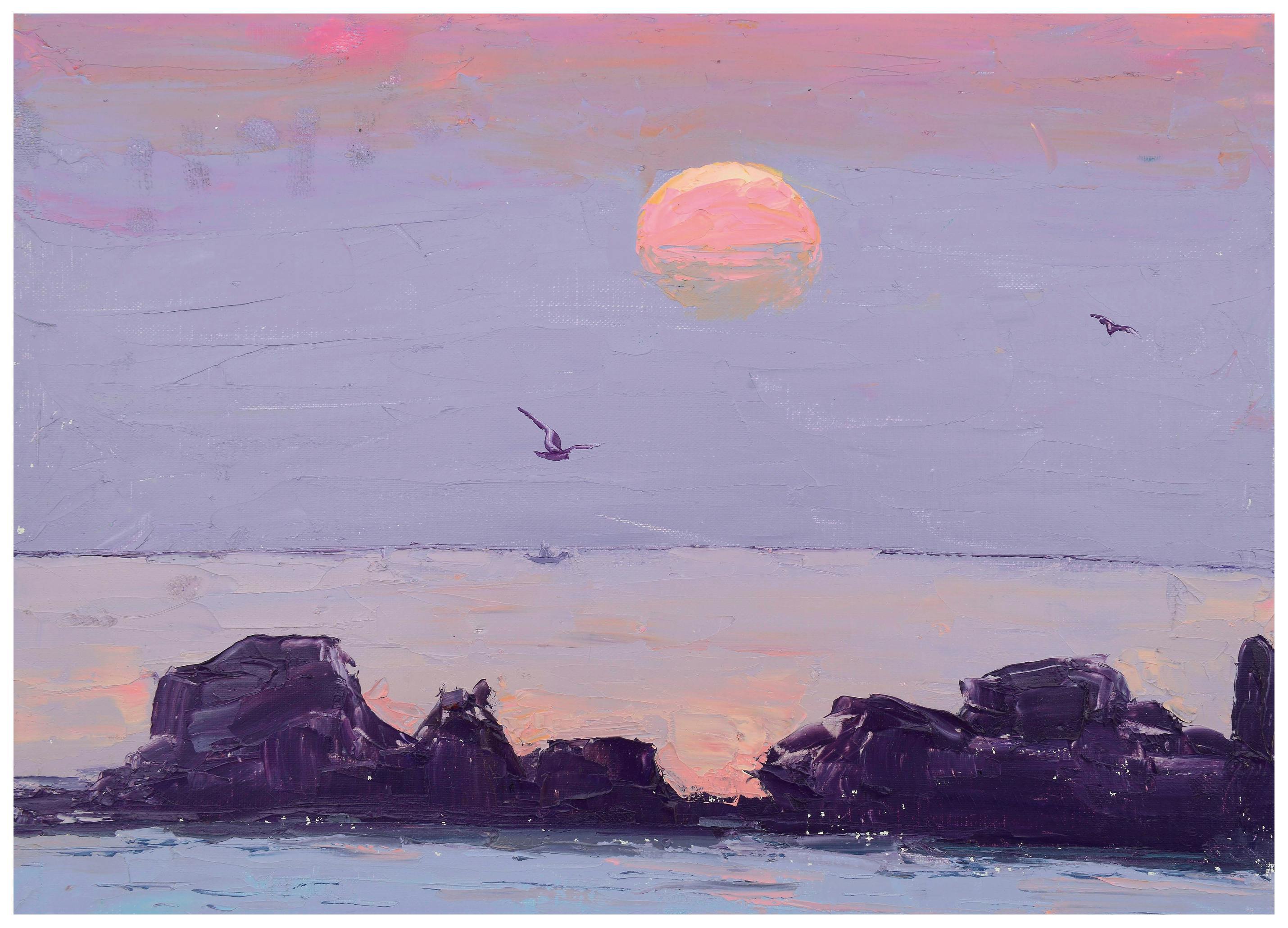 Jukyong Park - Paarse Oceaan Zonsondergang Poster (50x50 cm) - Poster Store