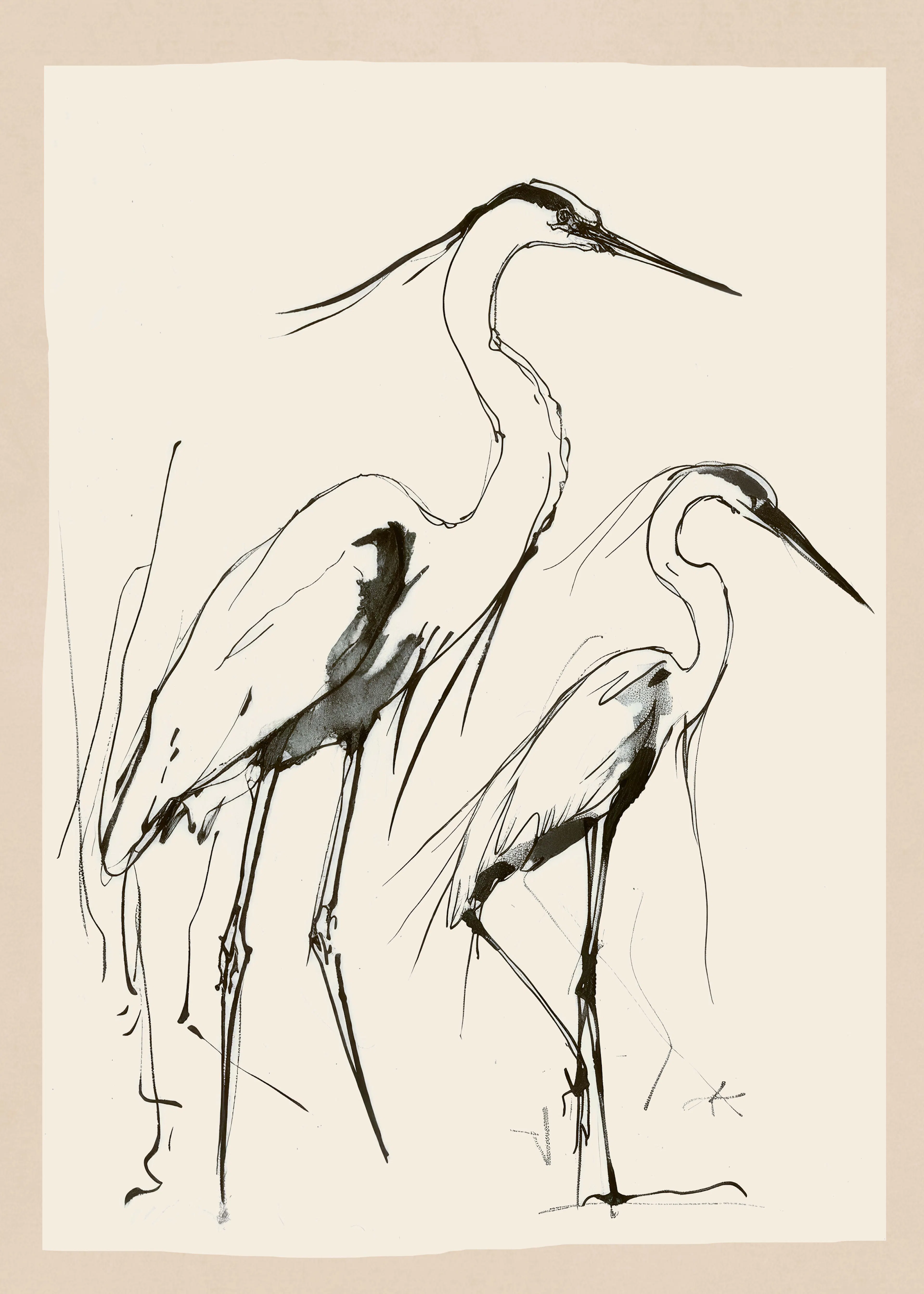 Nadjaa - Graceful Heron Sketch Print 0
