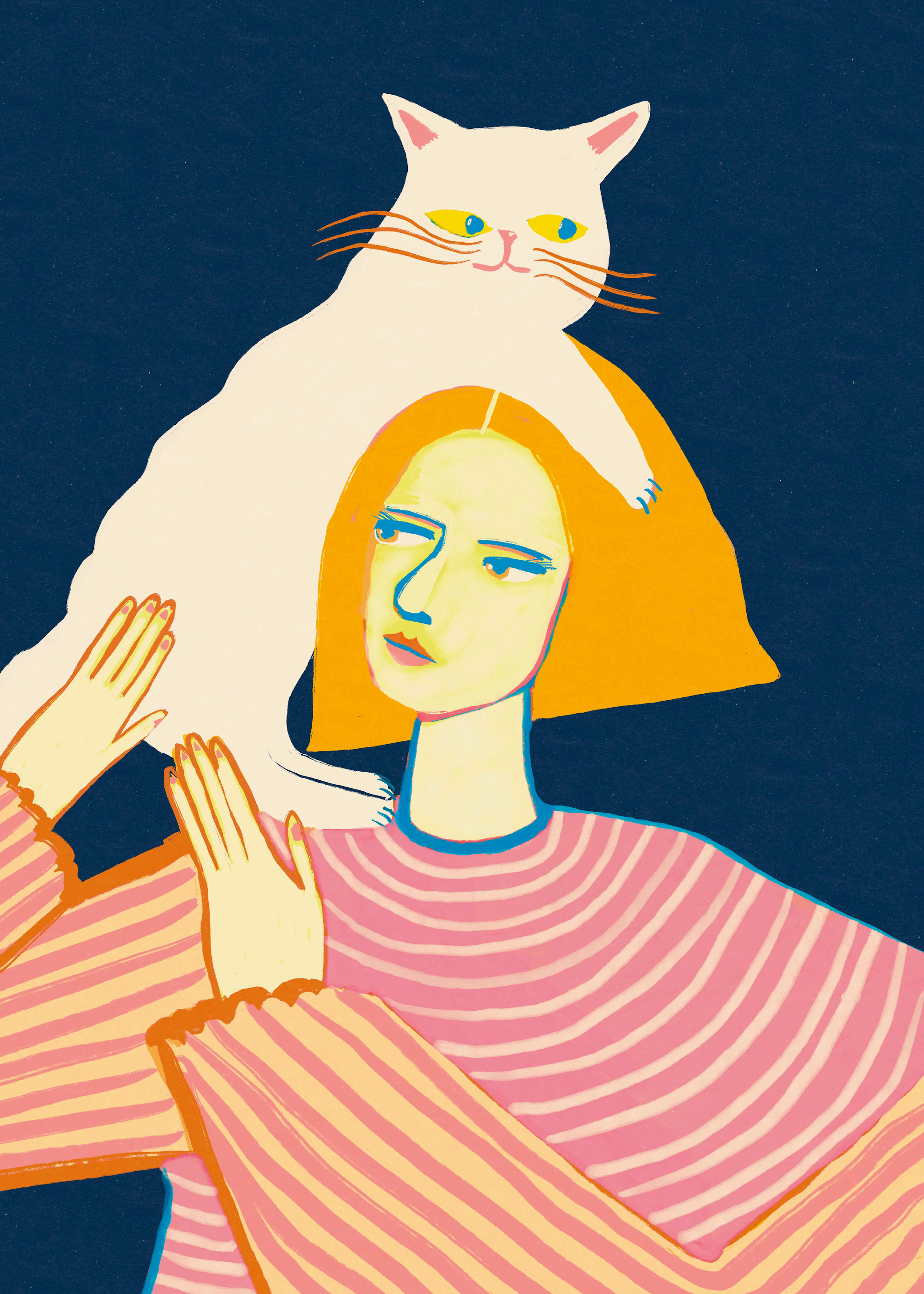 Sharyn Bursic - Woman and Shoulder Cat Print 0