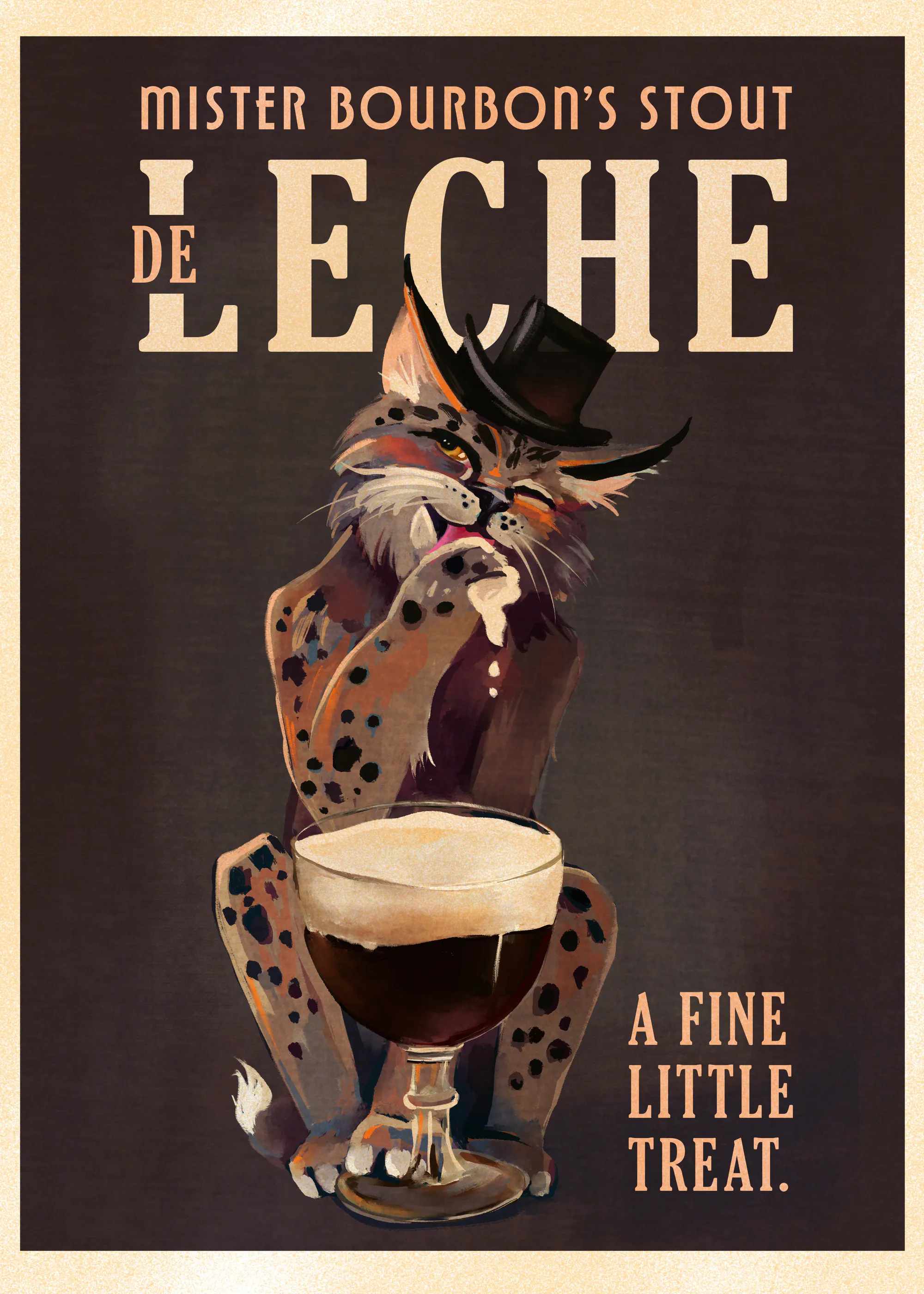 The Whiskey Ginger - Bourbon De Leche Guinness Style Cat Art Poster 0