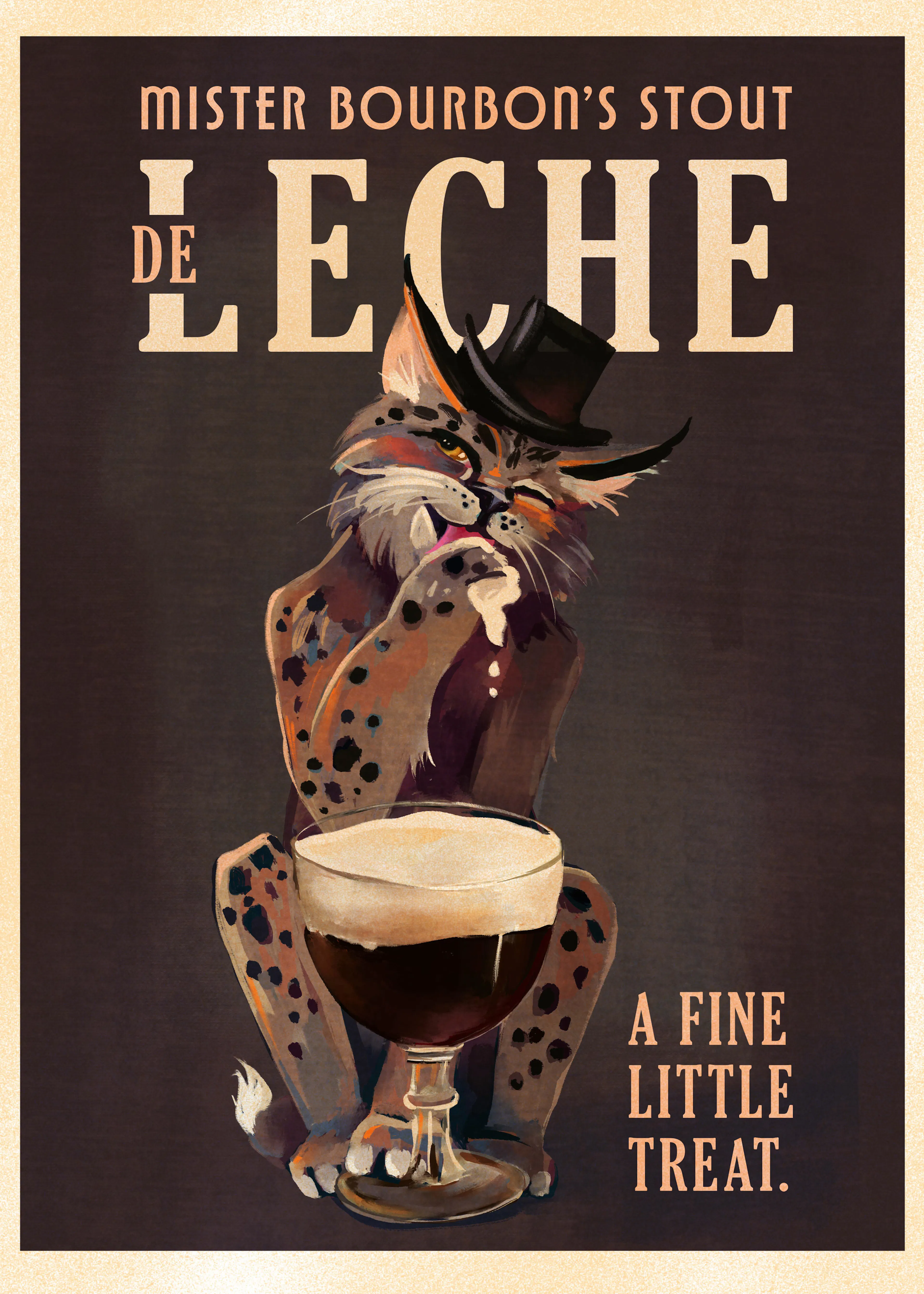 The Whiskey Ginger - Bourbon De Leche Guinness Style Cat Art Poster 0
