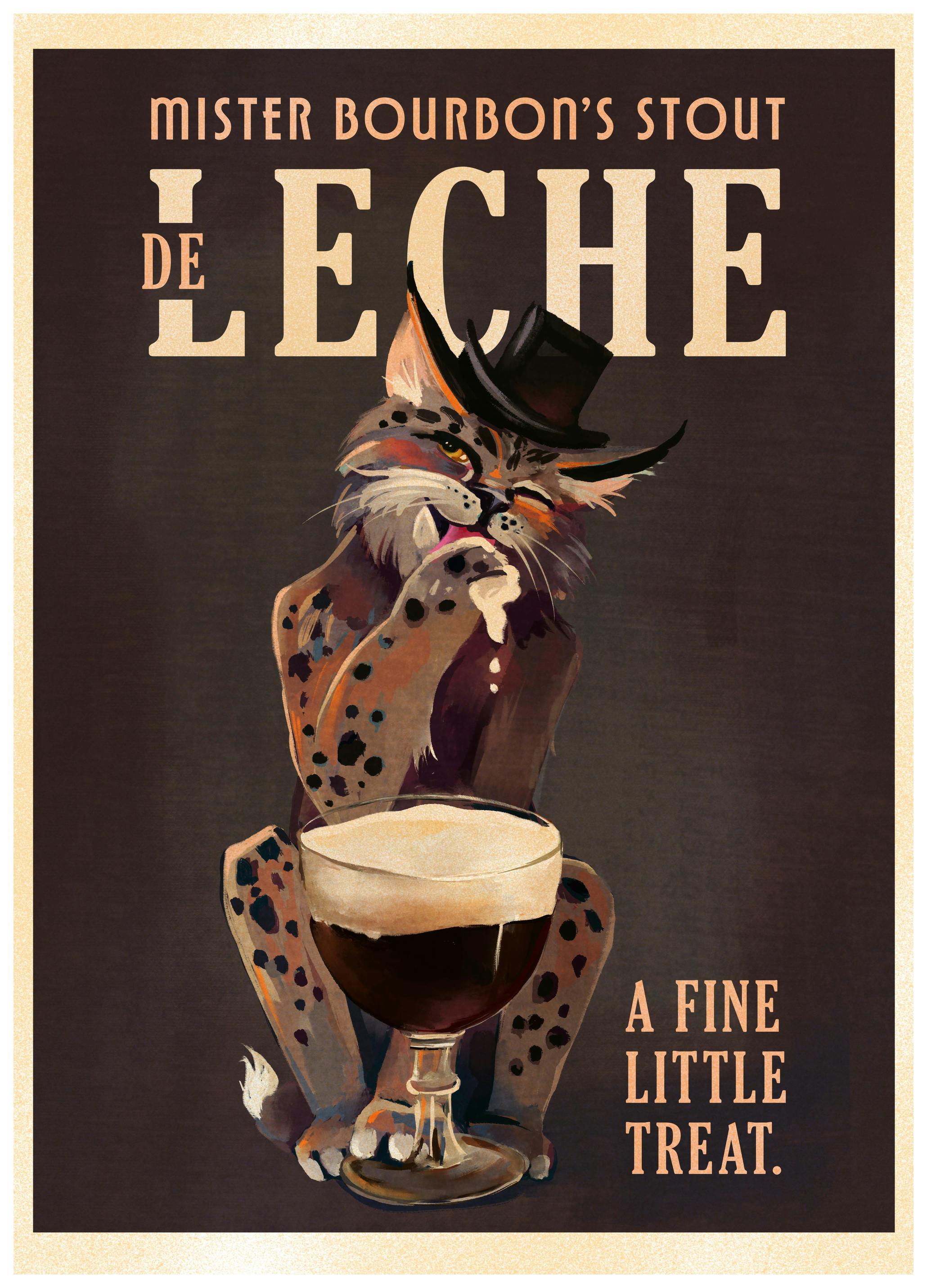 The Whiskey Ginger - Bourbon De Leche Guinness Style Cat Art Poster (50x70 cm) - Poster Store