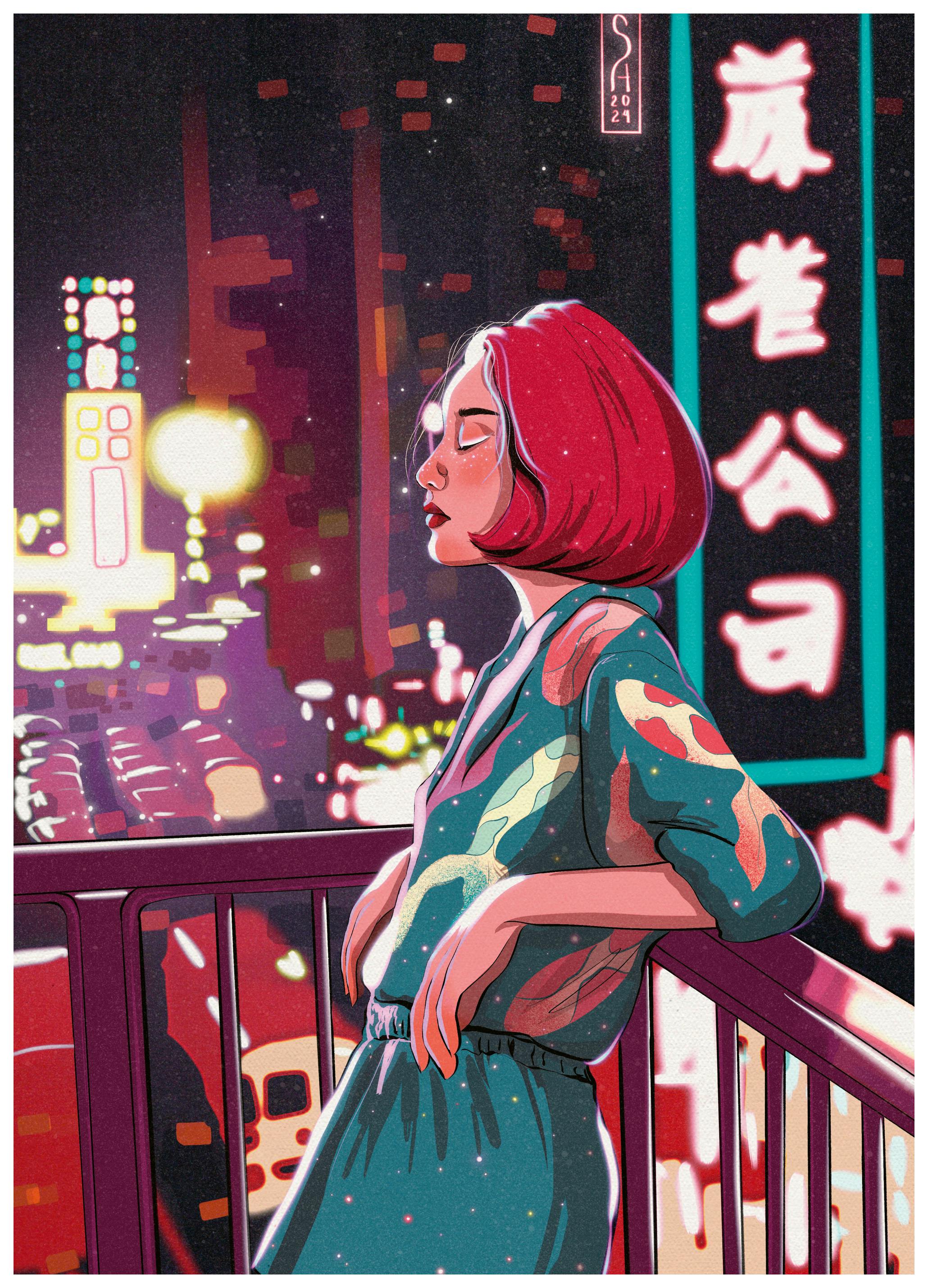 Sarah Oliveira - Tokyo Reflet Nocturne Poster - Poster Store