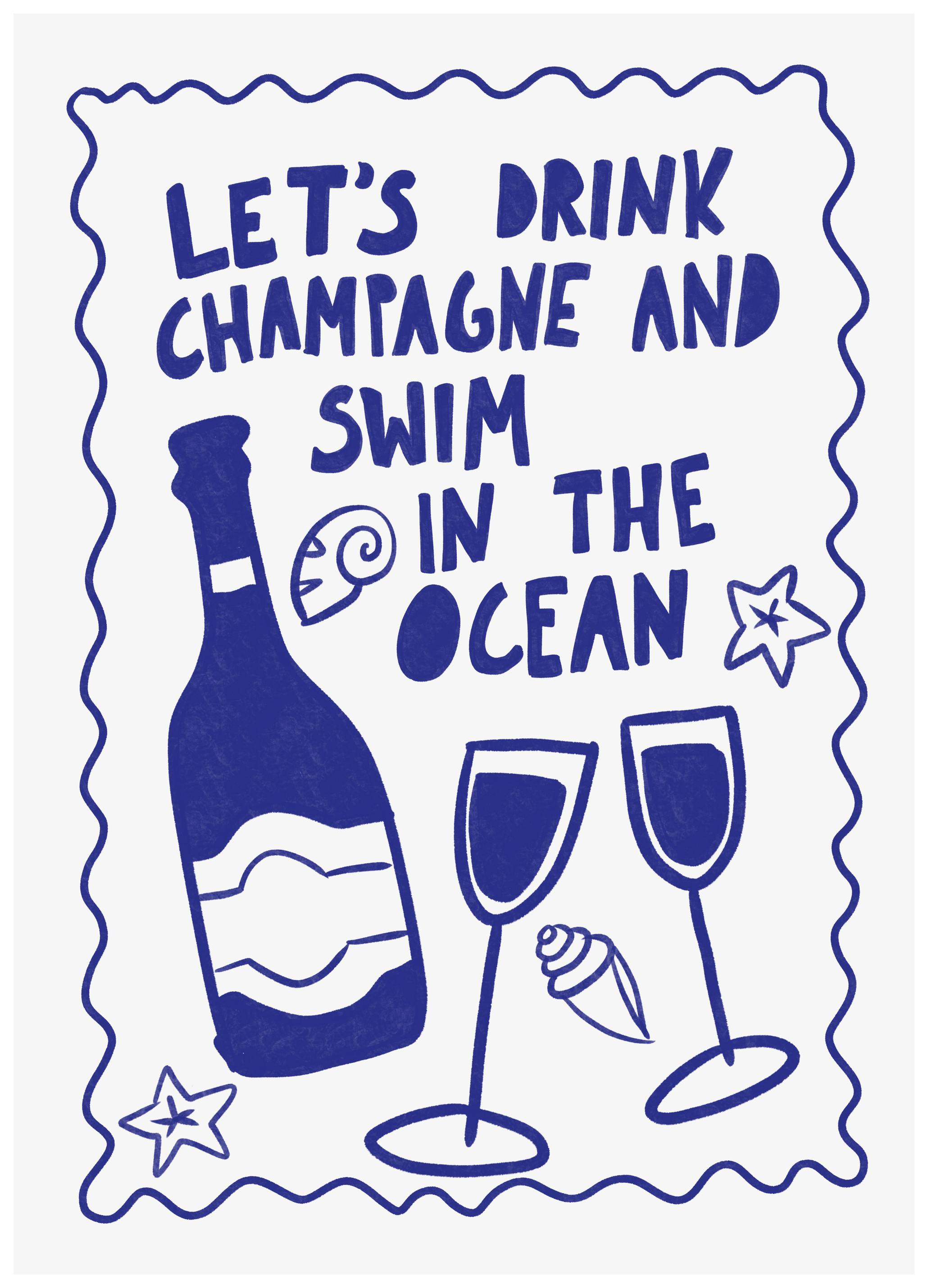 Athene Fritsch - Champagne and Ocean Poster (50x70 cm) - Poster Store