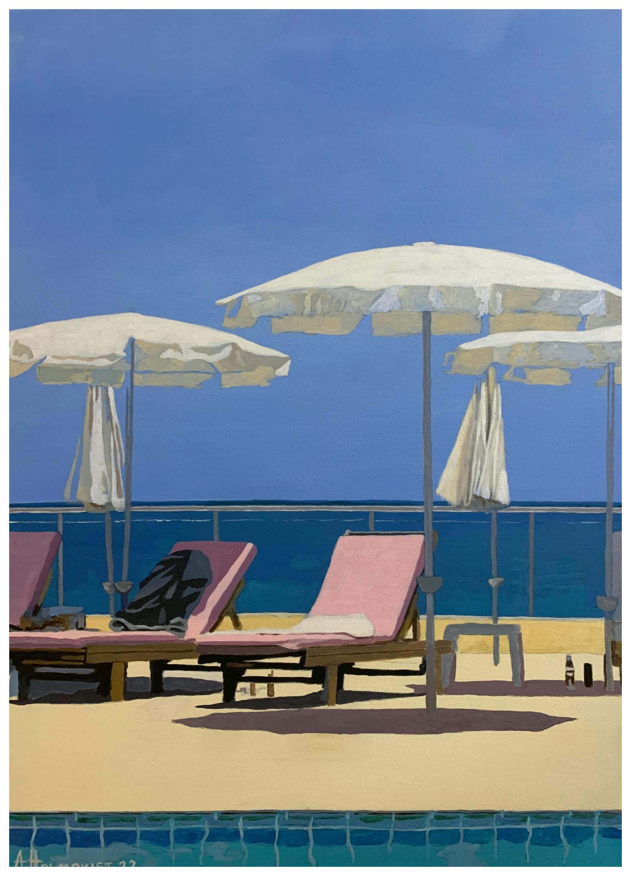 Borgenhag Holmqvist - Solstolar på sommarstrand Poster (70x100 cm) - Poster Store