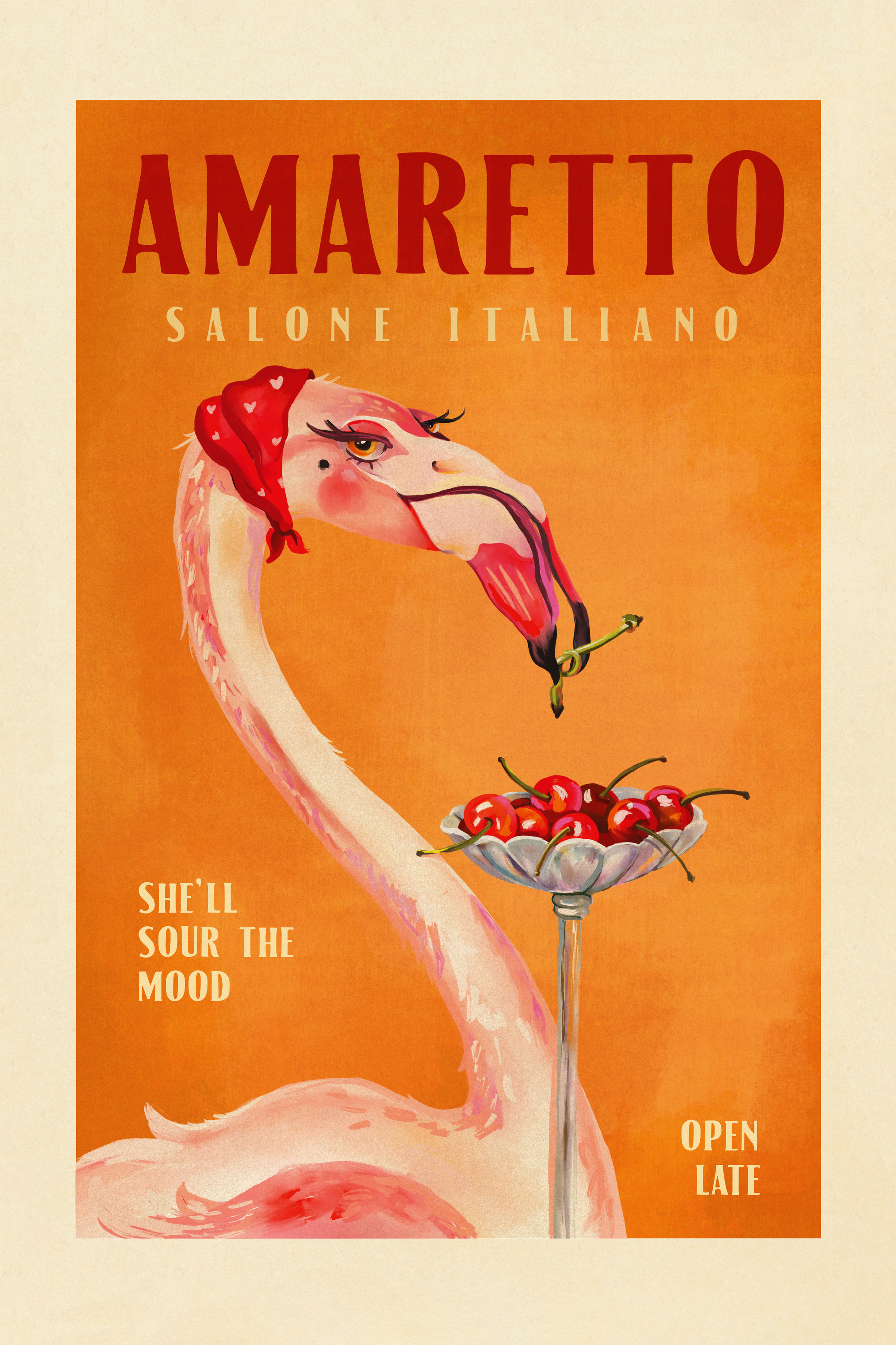 The Whiskey Ginger - Amaretto Flamingo Art Deco Italian Cafe