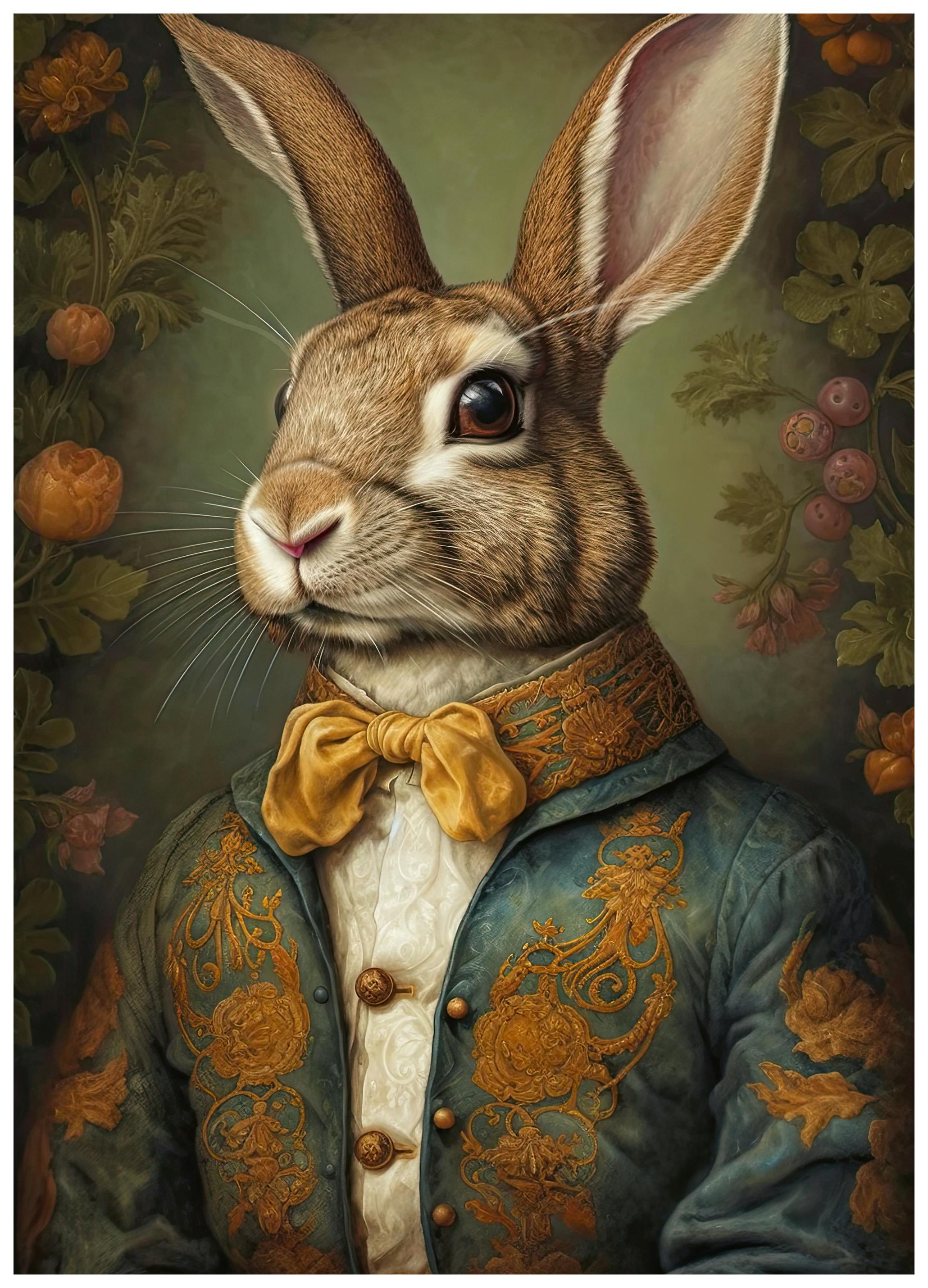 Treechild - Regal Rabbit Portrait Poster (100x150 cm) - Poster Store