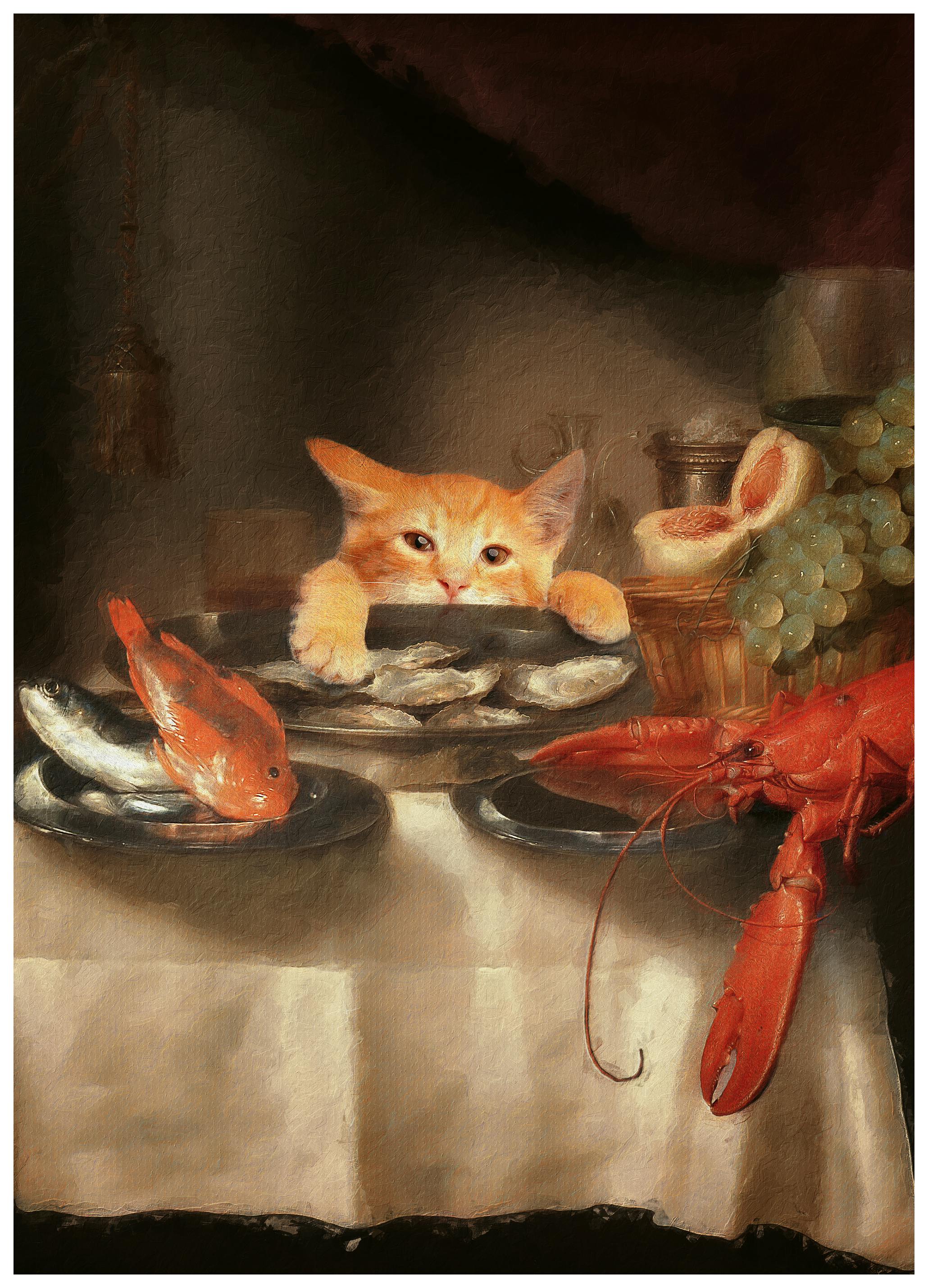 Jonas Loose - Dinner For Cat Poster (70x100 cm) - Poster Store