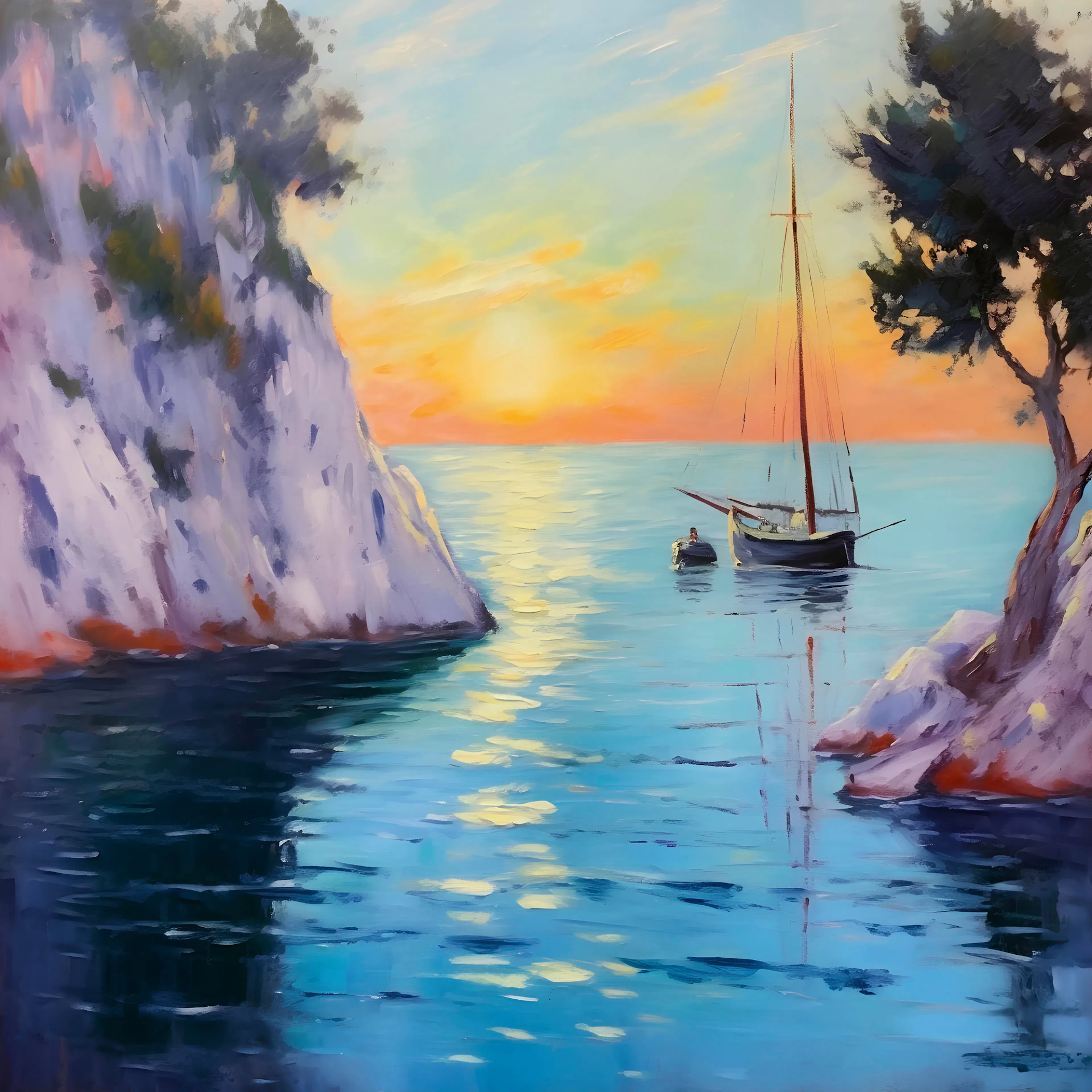 Avanesova Elena - Coastal Sunset Sail Poster 0
