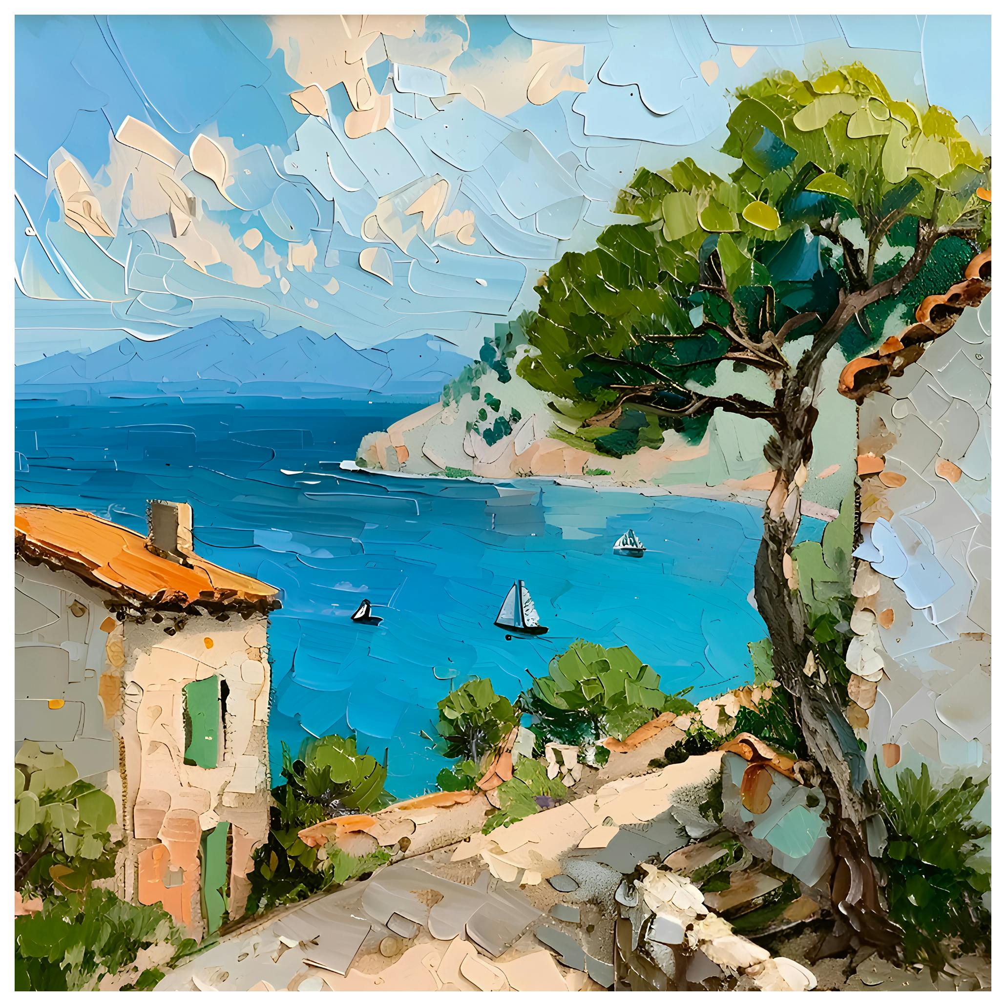 Avanesova Elena - Idyllic Mediterranean Village Poster (50x50 cm) - Poster Store