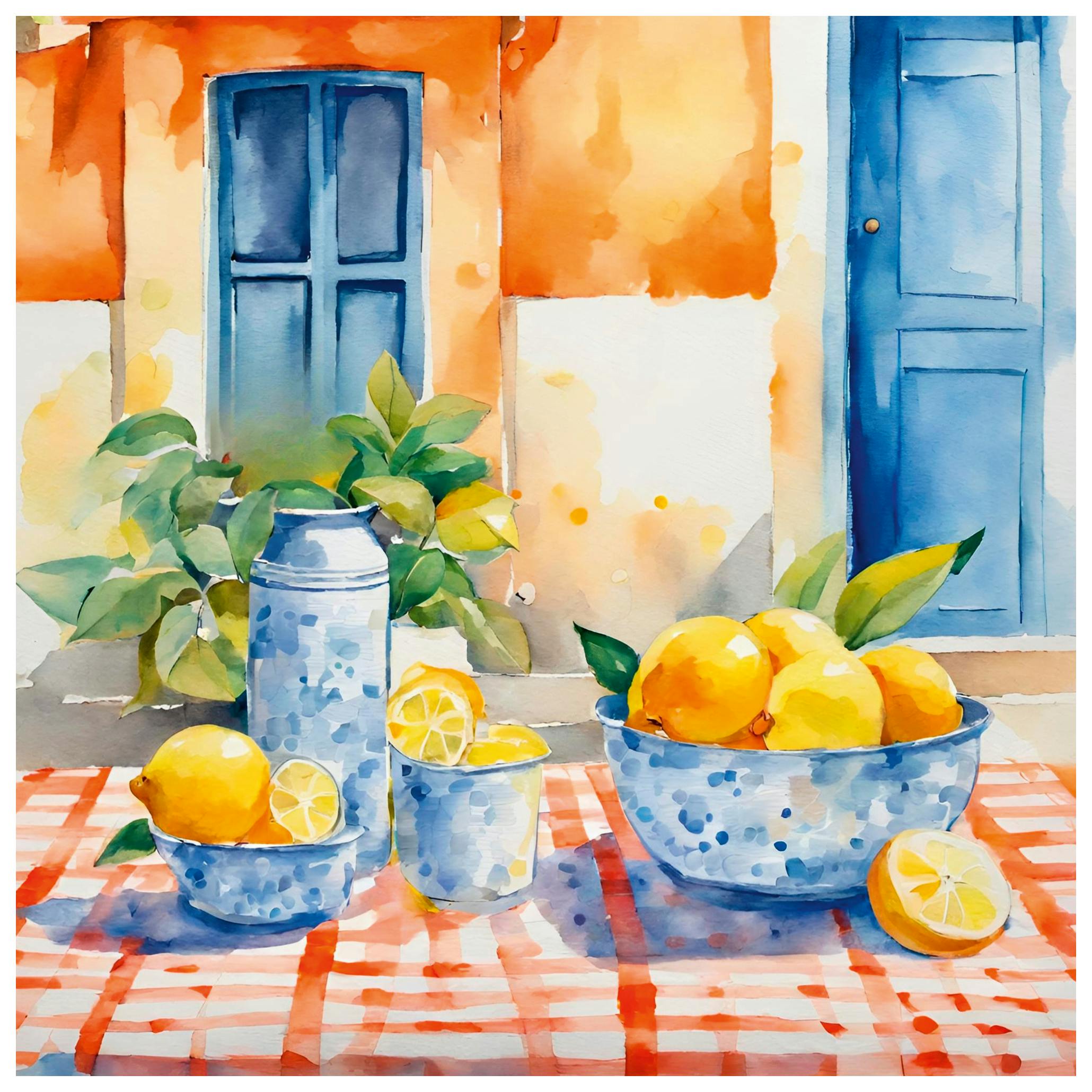 Ohkimiko - Mediterranean Lemon Table Poster (50x50 cm) - Poster Store