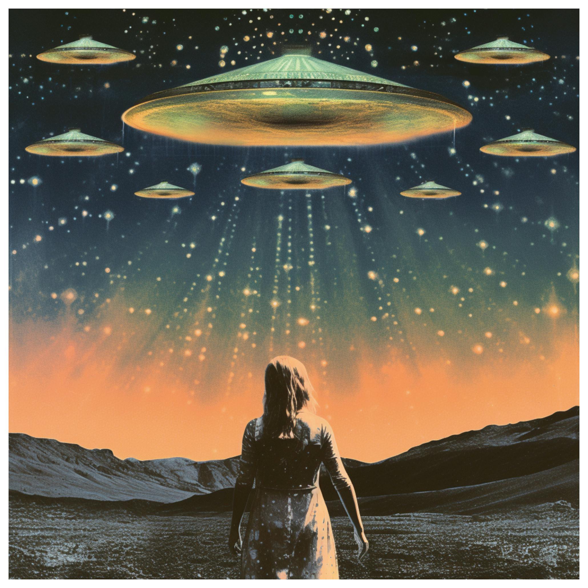 Samantha Hearn - Mysterieuze UFO Nacht Poster (50x50 cm) - Poster Store