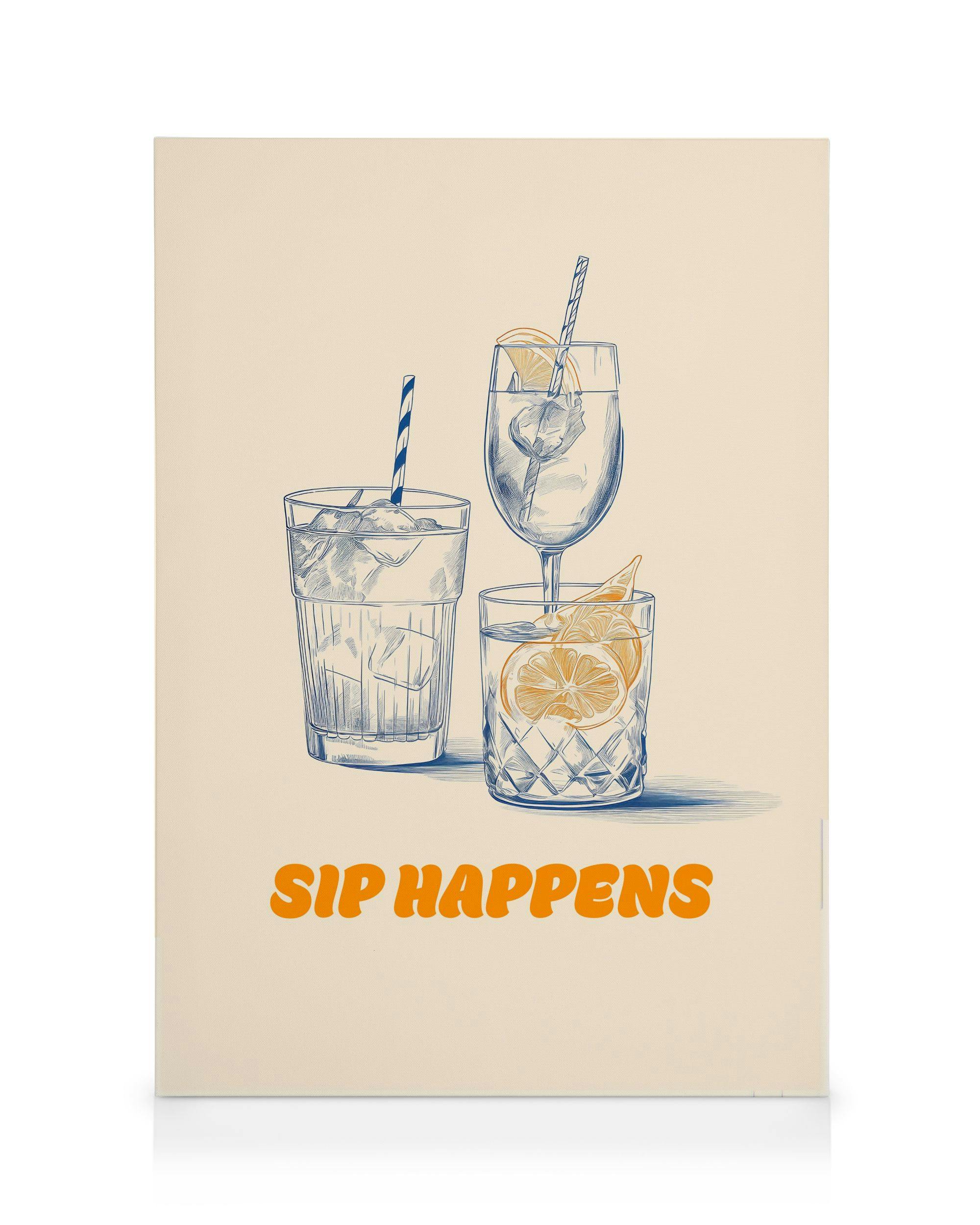 Canvas Prints - Sip Happens Canvas print (30x40 cm - Black Frame) - Poster Store