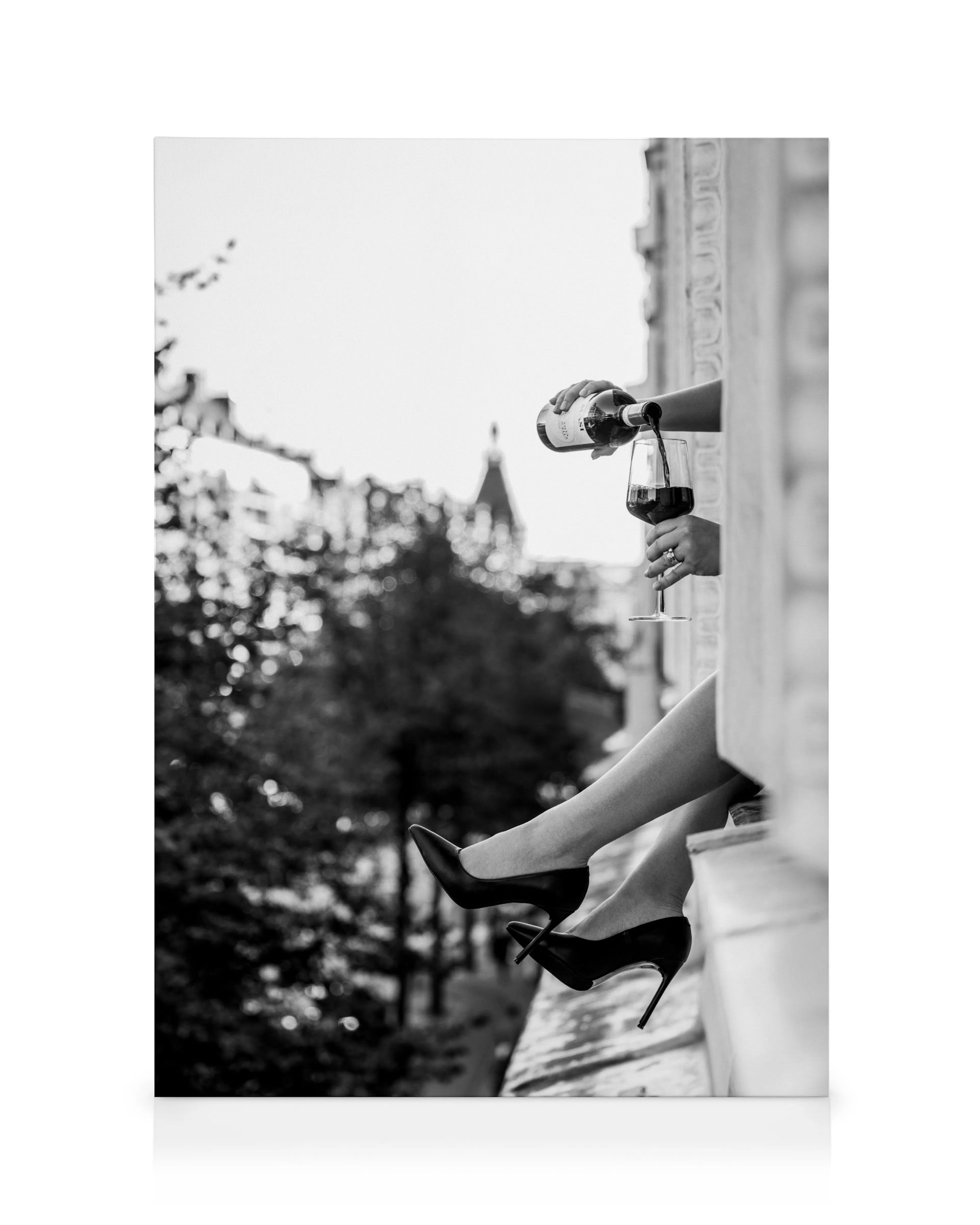 Paris Fenêtre Vin Toile 0