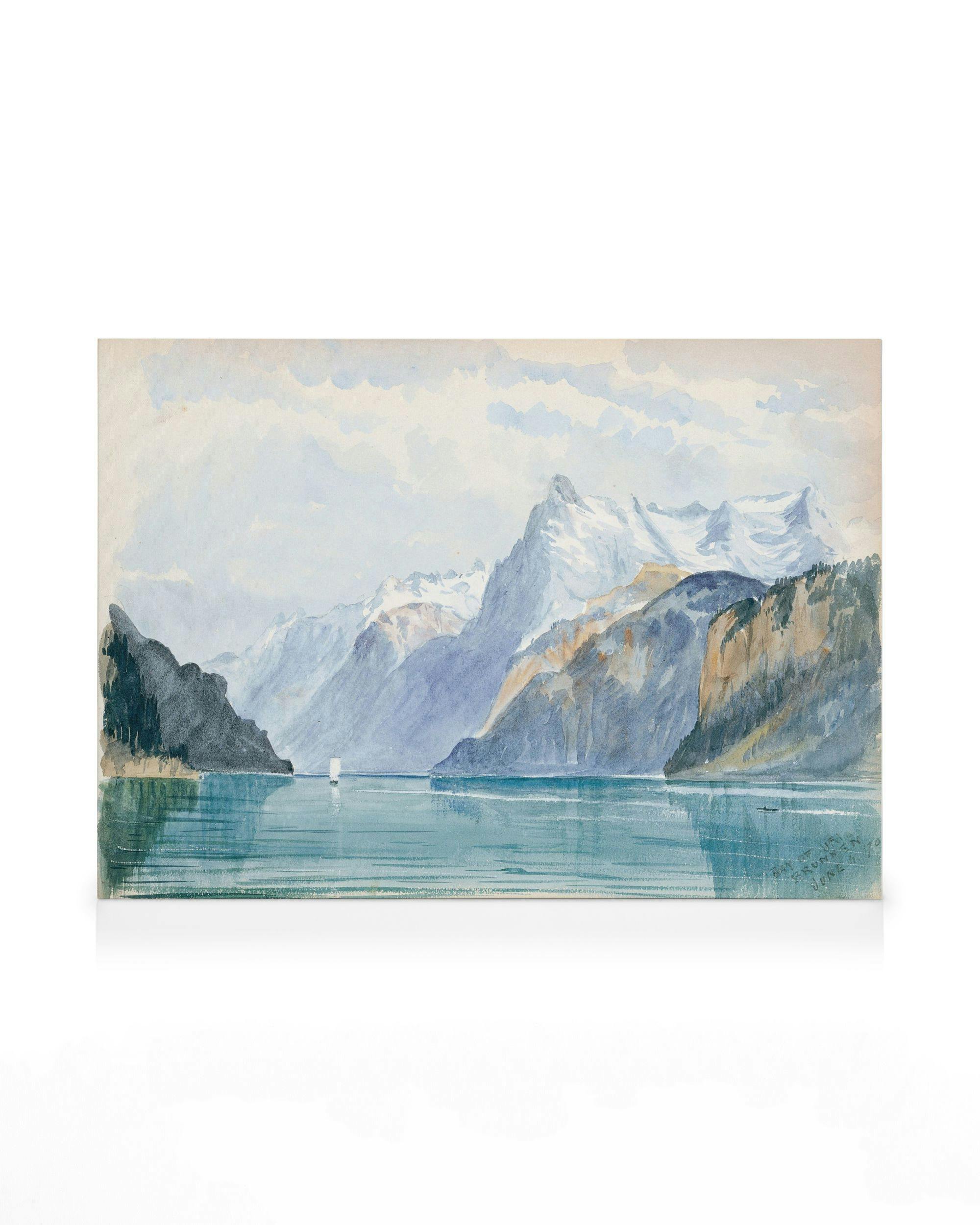 Canvas Prints - John Singer Sargent - Bay of Uri, Brunnen Canvas print (100x140 cm) - Poster Store
