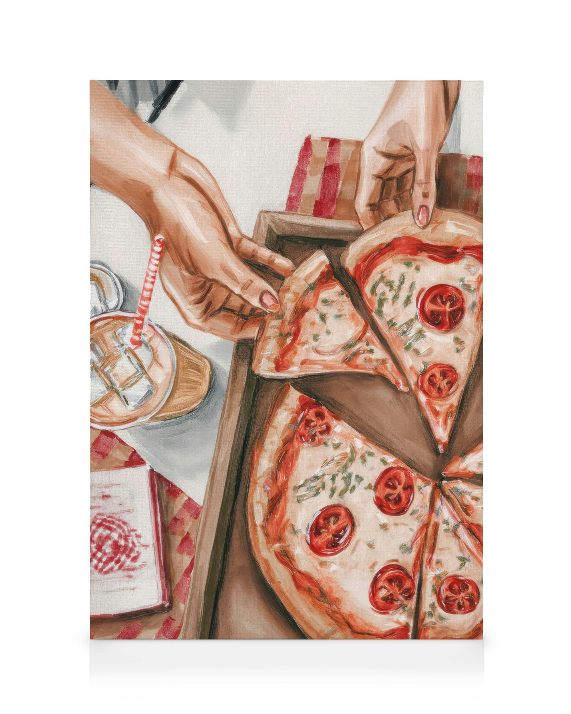 Pizza Slice Canvas print (70x100 cm - Oak Frame) - Poster Store High Quality Picture Frames