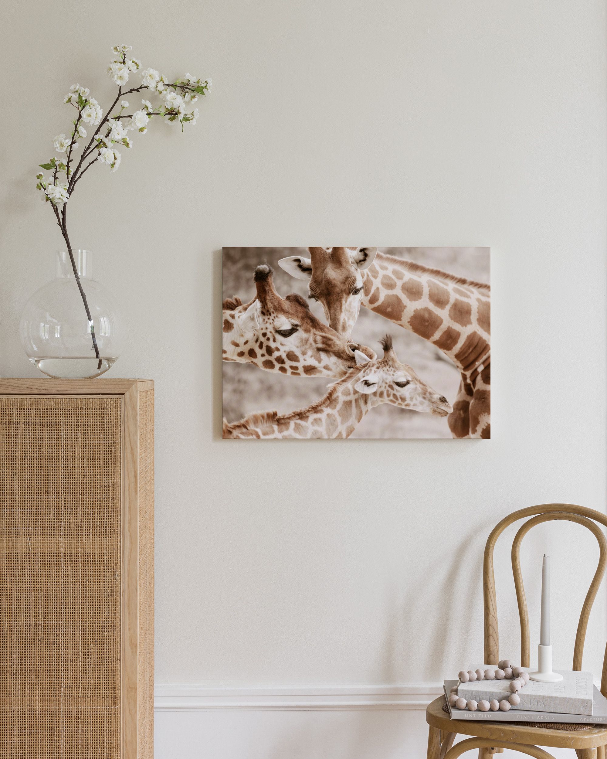 Wildlife Giraffe Family Canvas Wall Art | Poster Store UK