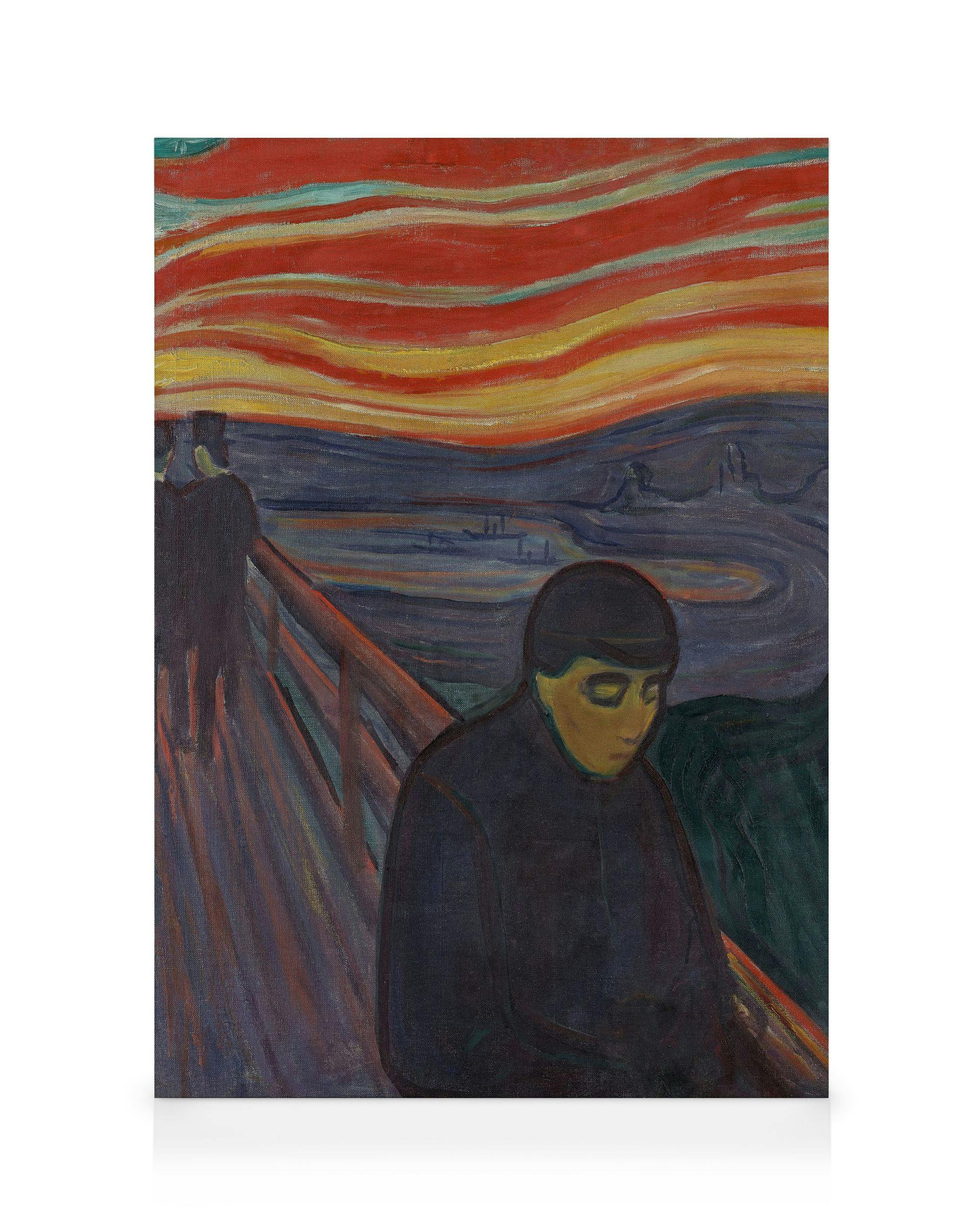Edvard Munch - Fortvilelse Lerretsbilde (70x100 cm - Svart Ramme) - Poster Store