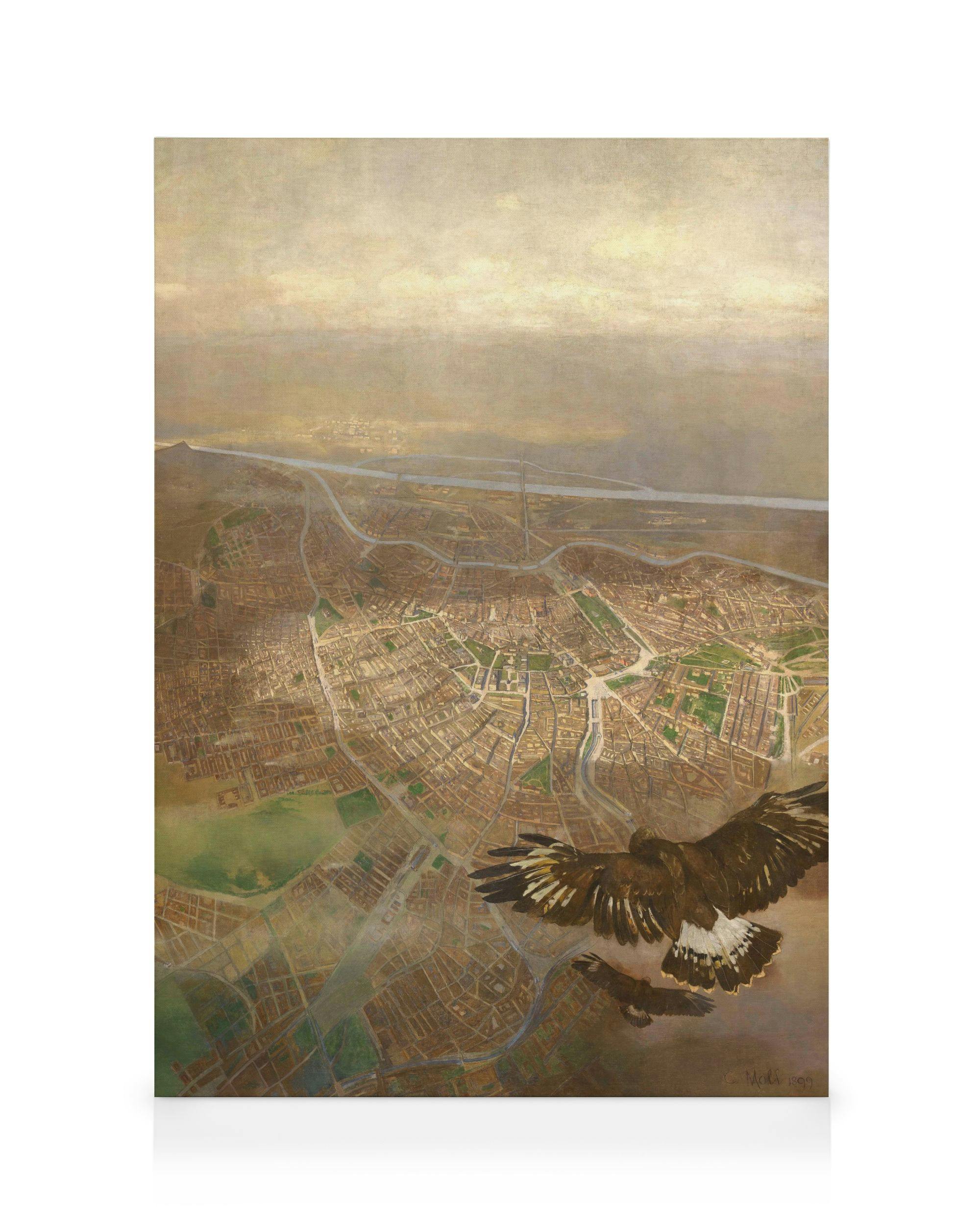 Canvas Prints - Carl Moll - View of Vienna Canvas print (50x70 cm - Oak Frame) - Poster Store
