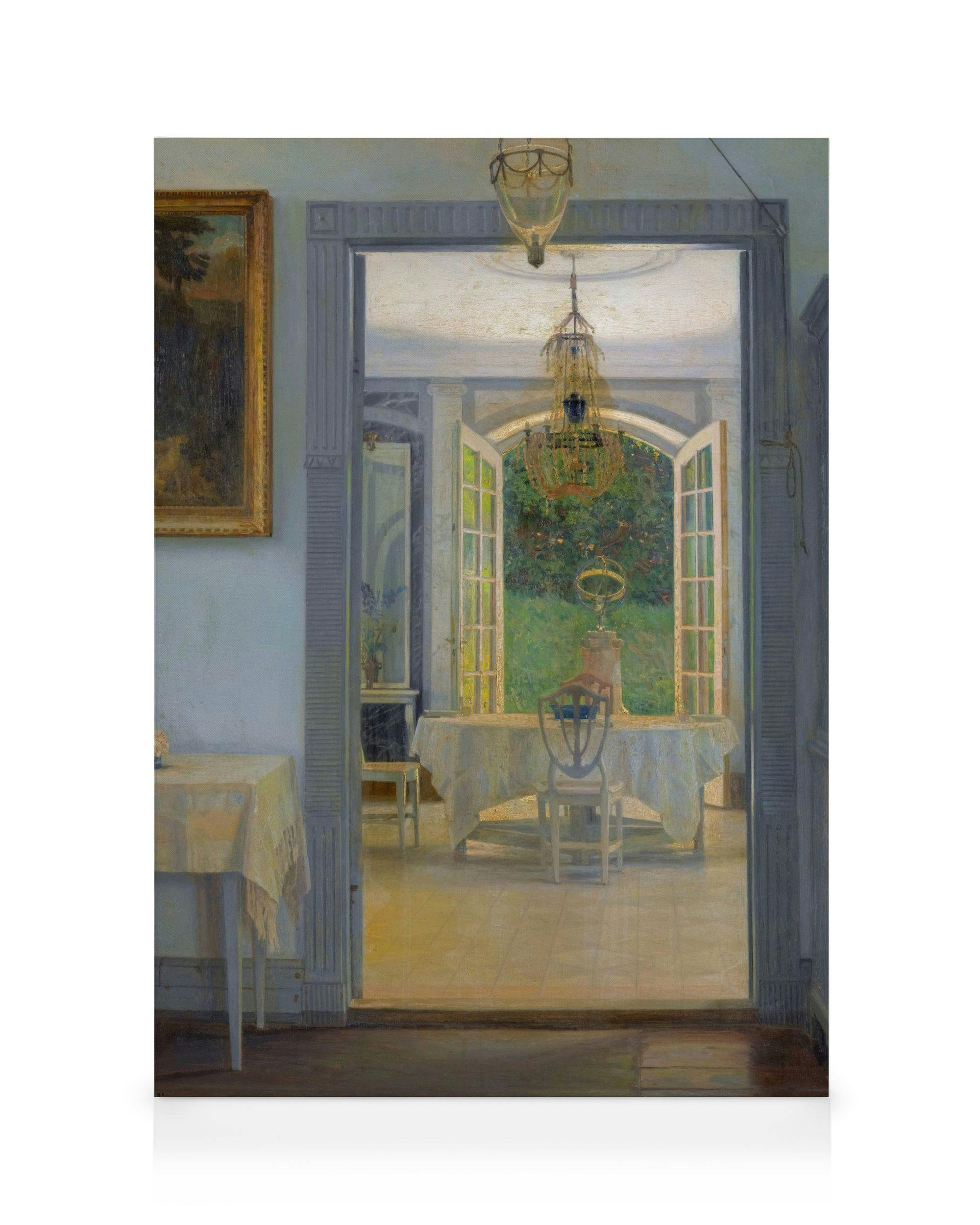 Canvas Prints - Georg Nicolai Achen - Interior With Afternoon Sun Canvas print (50x70 cm - Oak Frame) - Poster Store