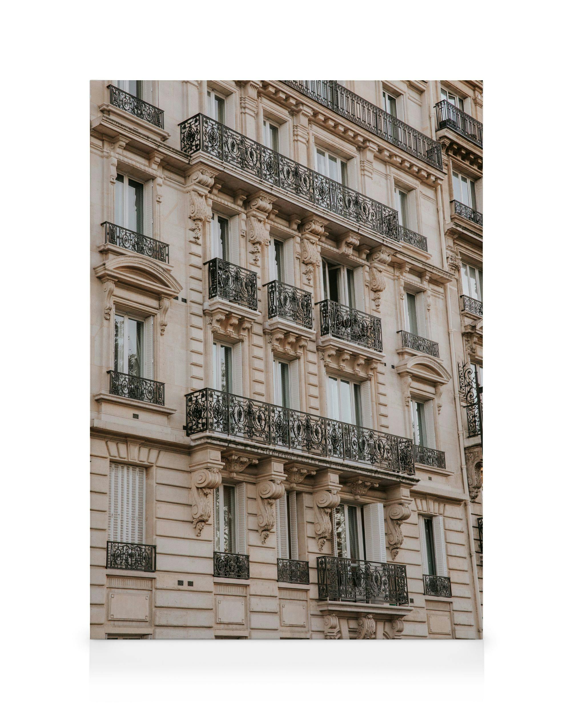 Frans Balkon Design Canvas (70x100 cm - Fotolijst Zwart) - Poster Store