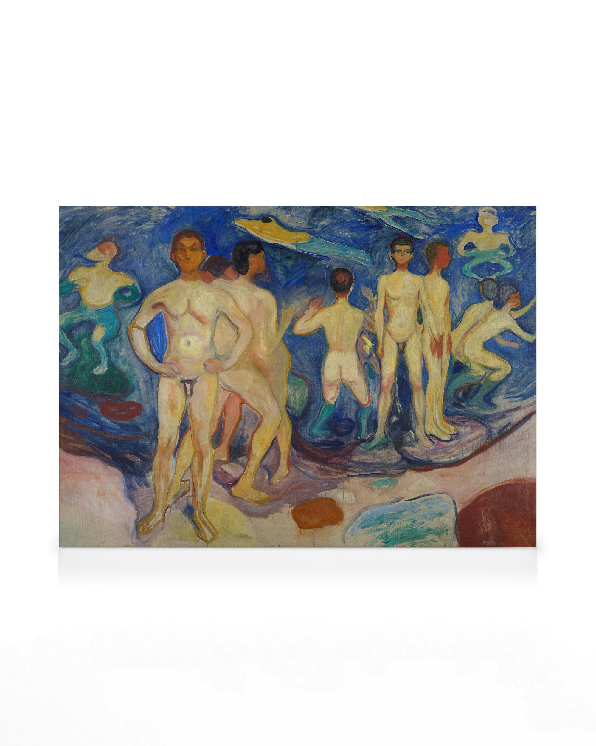 Canvas Prints - Edvard Munch - Bathing Young Men Canvas print (70x100 cm - Black Frame) - Poster Store