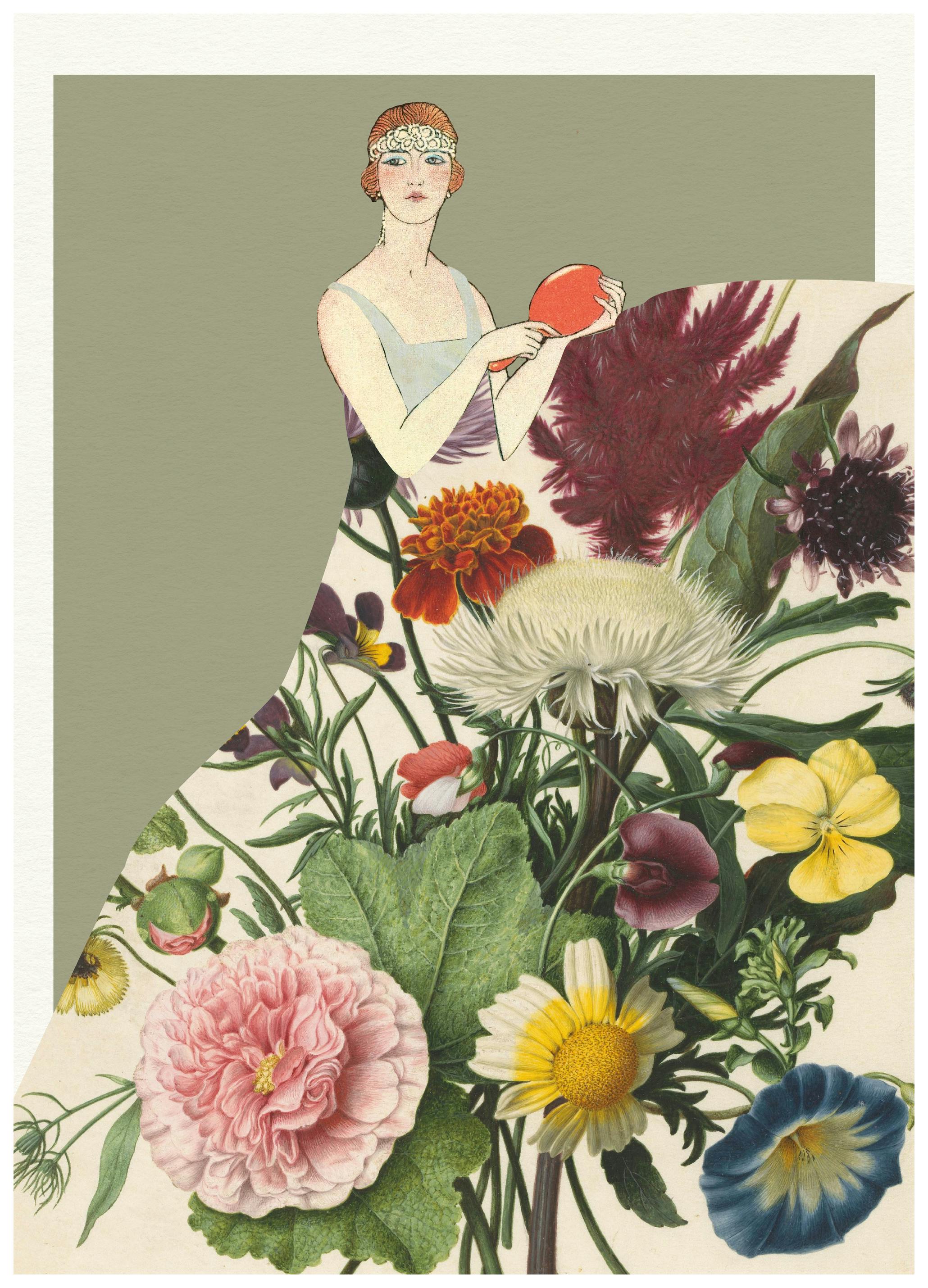 Wilde Viooltjes Poster - Flapper bloemige mode (30x40 cm) - Poster Store